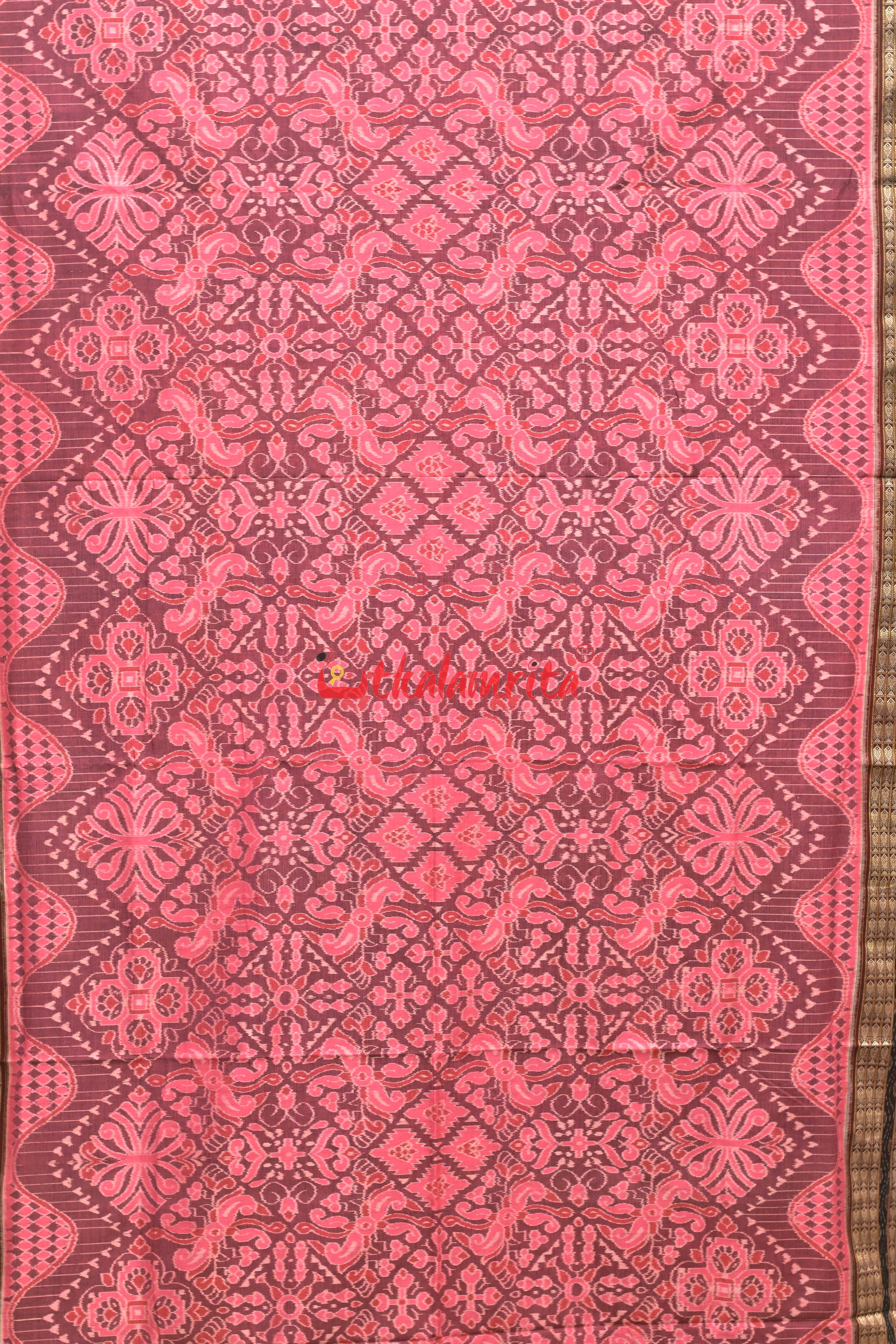 Pink Flowers Body Bandha Sambalpuri Cotton Saree