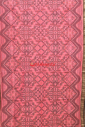 Pink Flowers Body Bandha Sambalpuri Cotton Saree