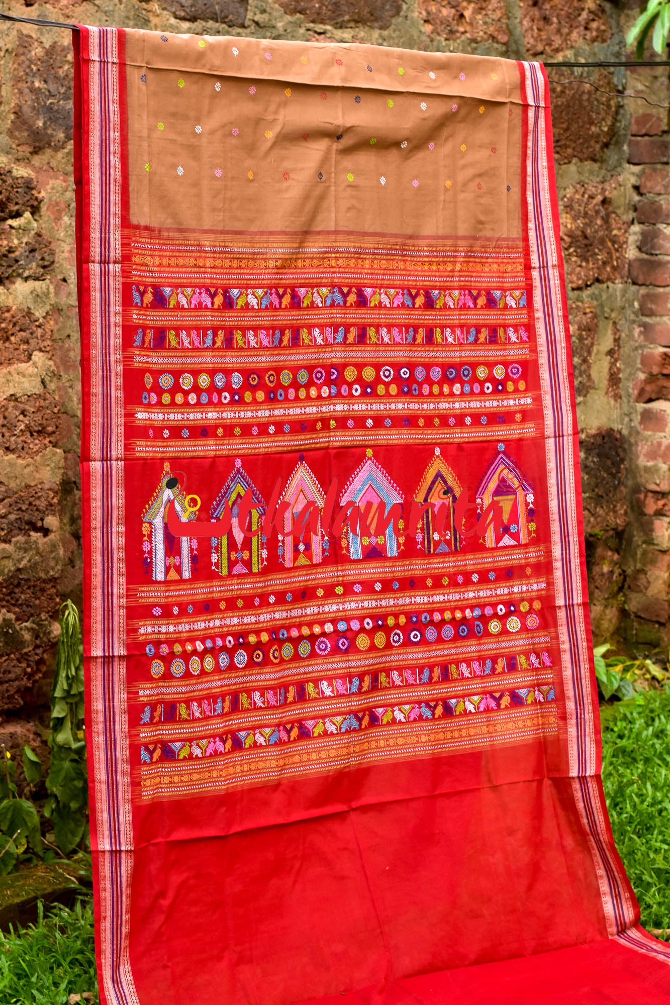 Caramel Redlines Dolabedi Cotton Saree