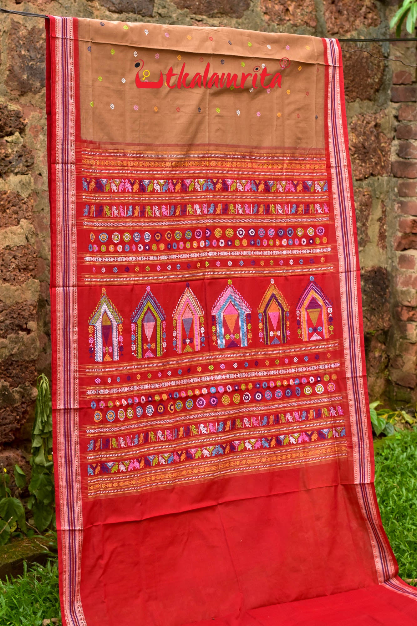 Caramel Redlines Dolabedi Cotton Saree