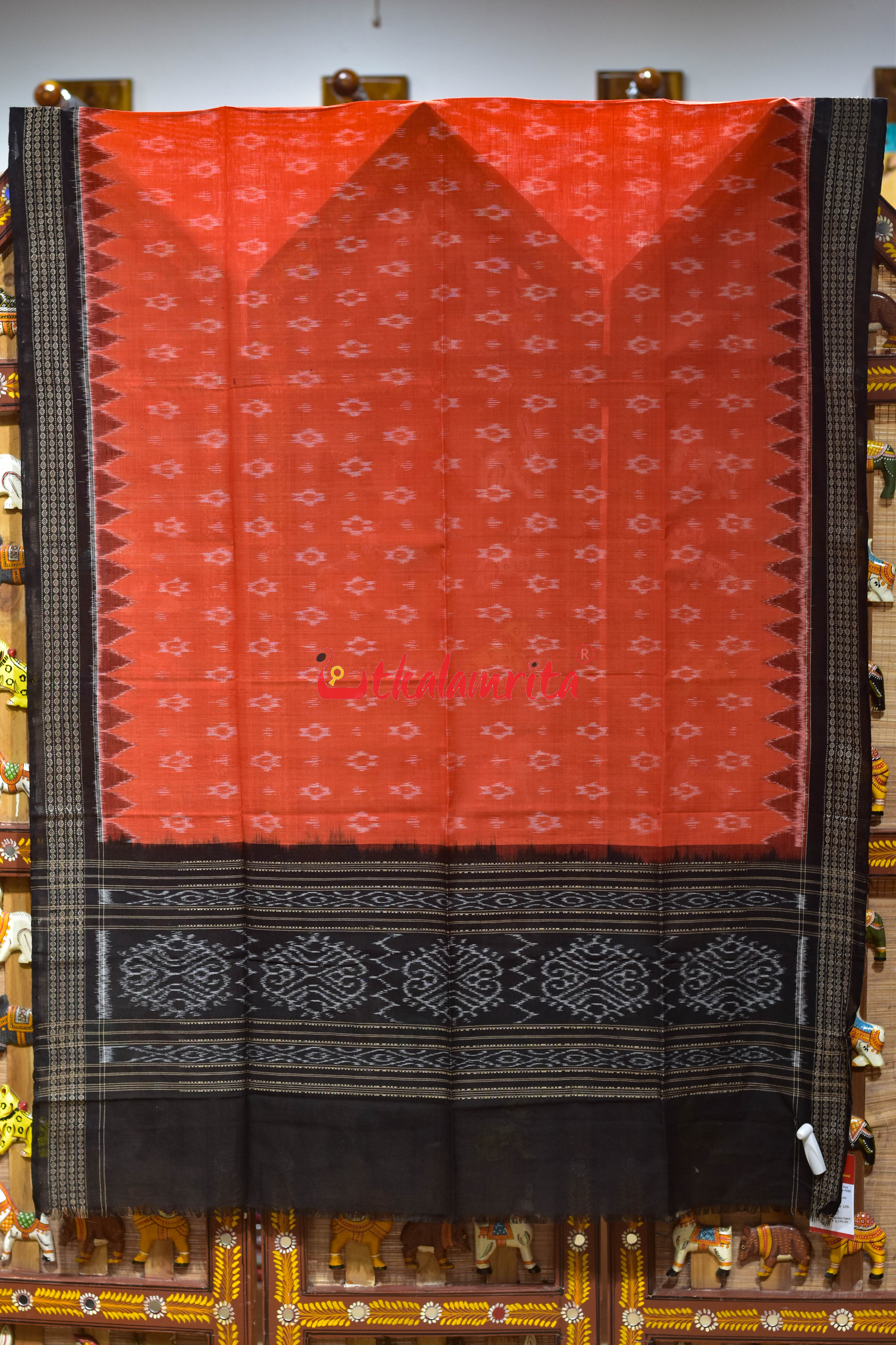 Orange with Black Body Bandha Cotton (Dupatta)