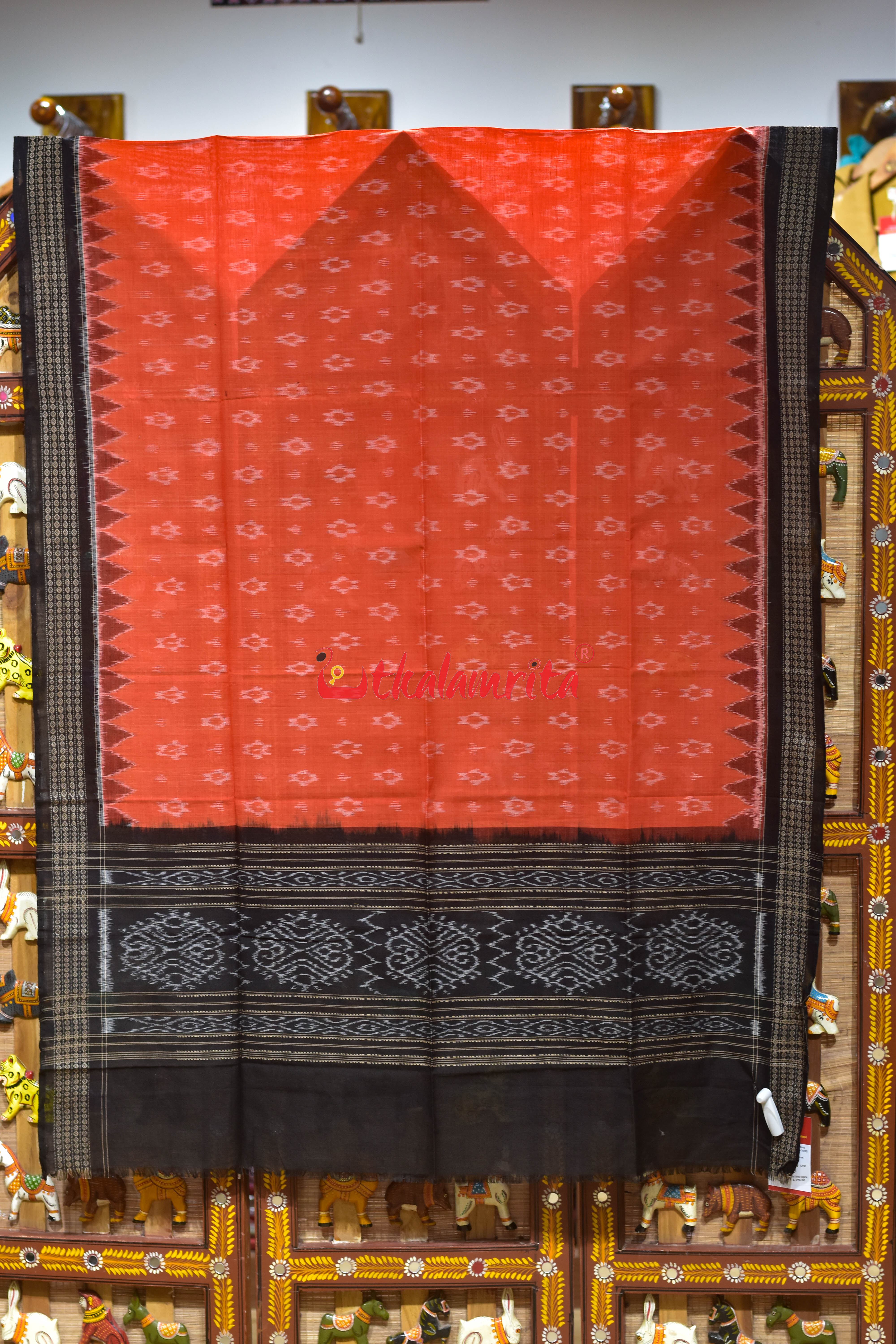 Orange with Black Body Bandha Cotton (Dupatta)