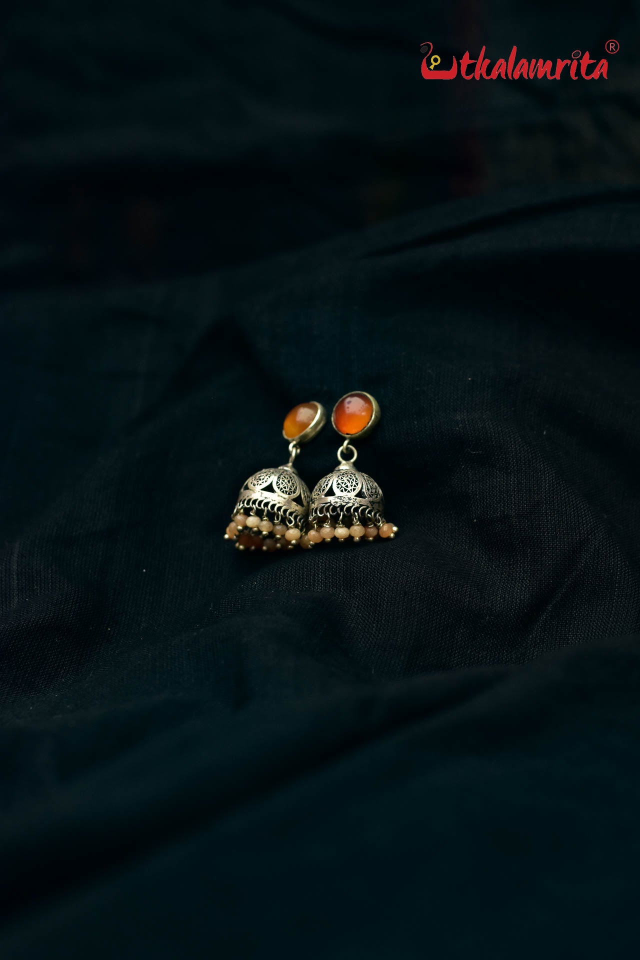 Orange Filigree Jhumka (Earrings Tops)