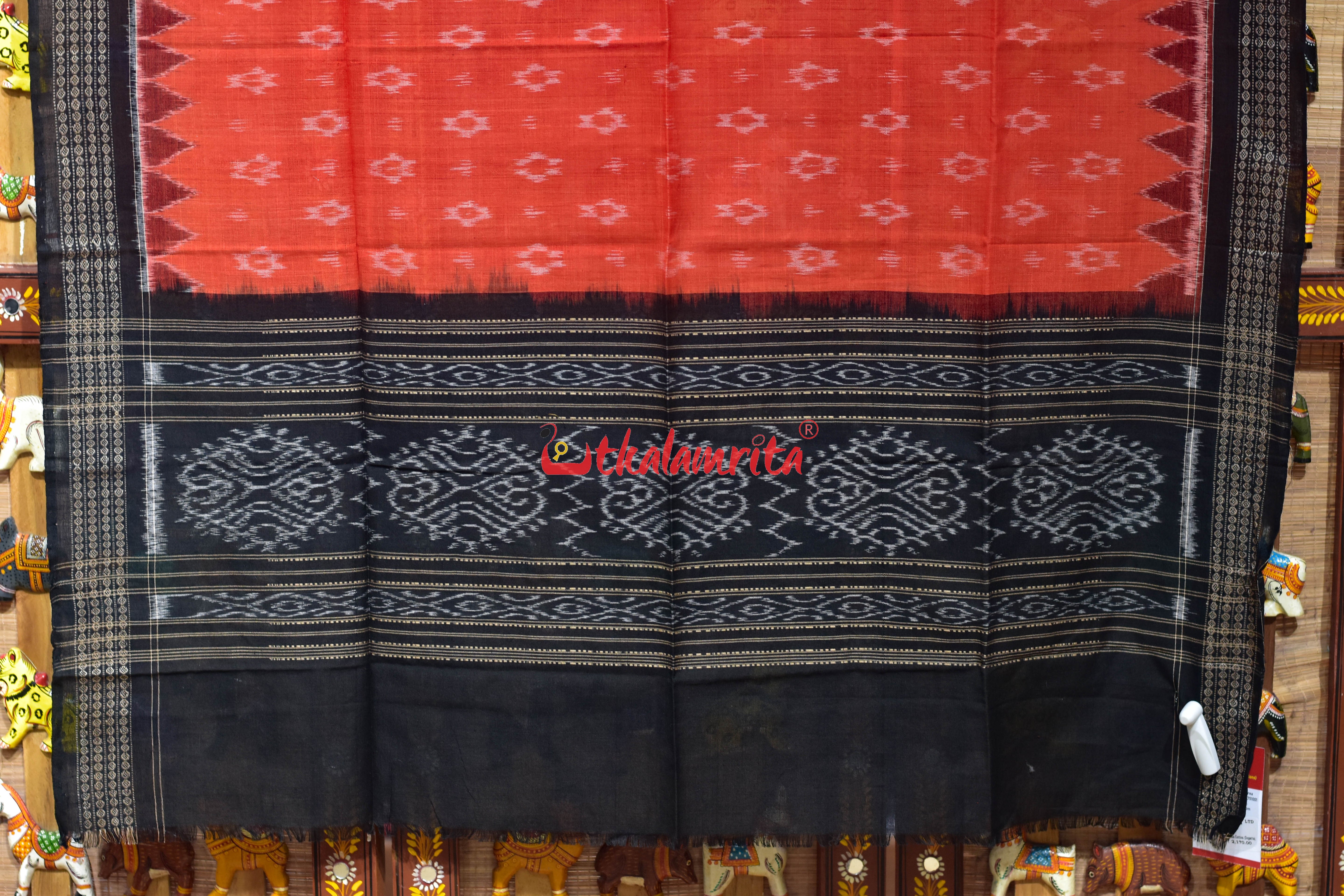 Orange with Black Body Bandha Cotton (Dupatta)