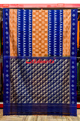 5D Brown Blue Teera Khandua Cotton Saree
