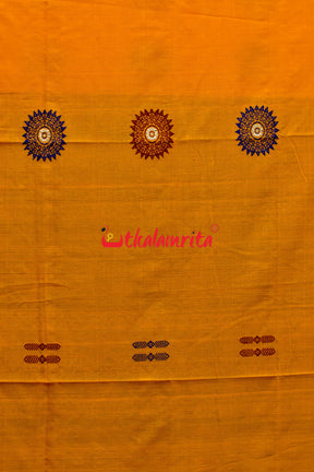 Mustard Blue Padam Bomkai Cotton Saree