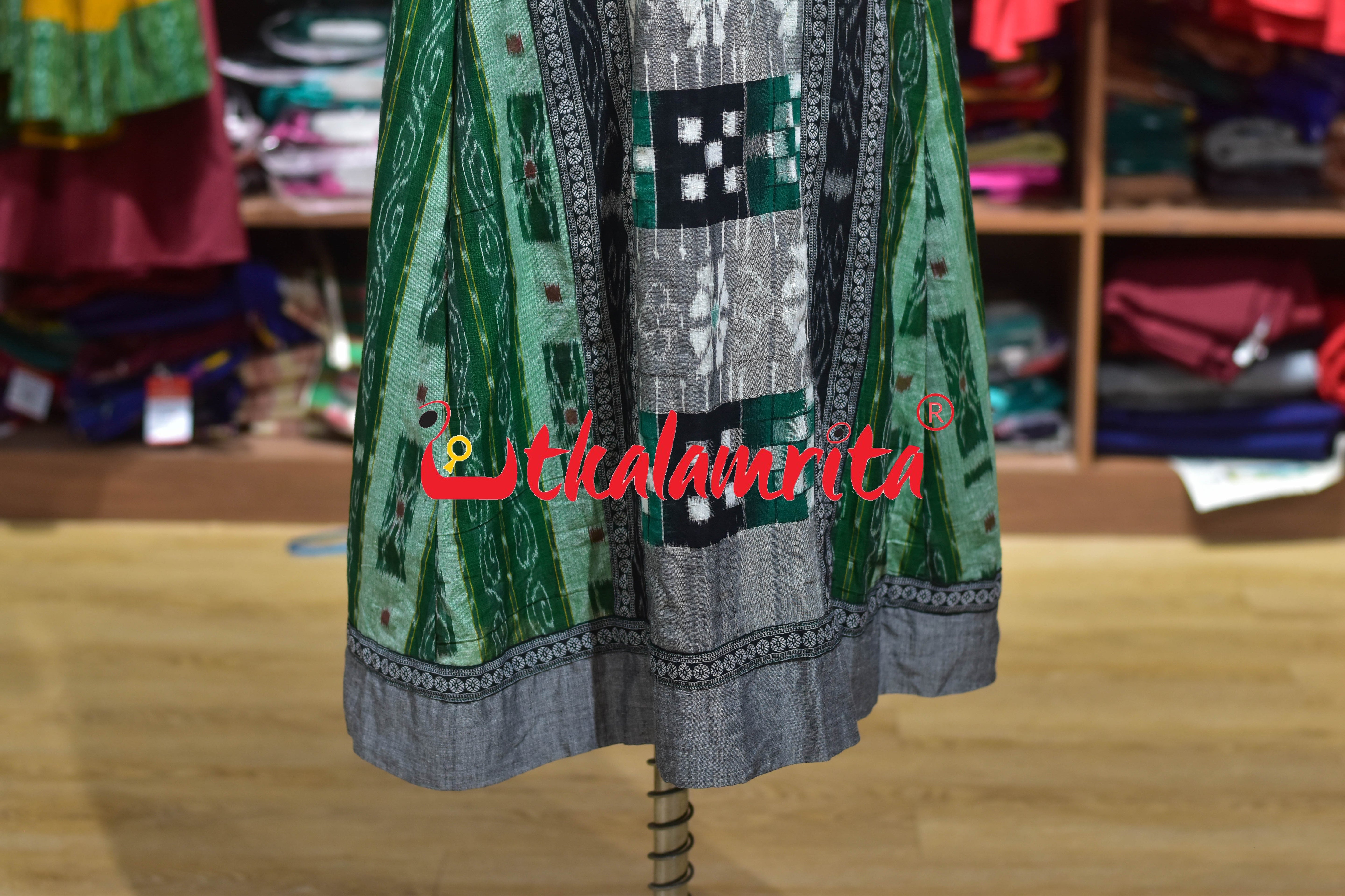 Green Sambalpuri Cotton Anarkali
