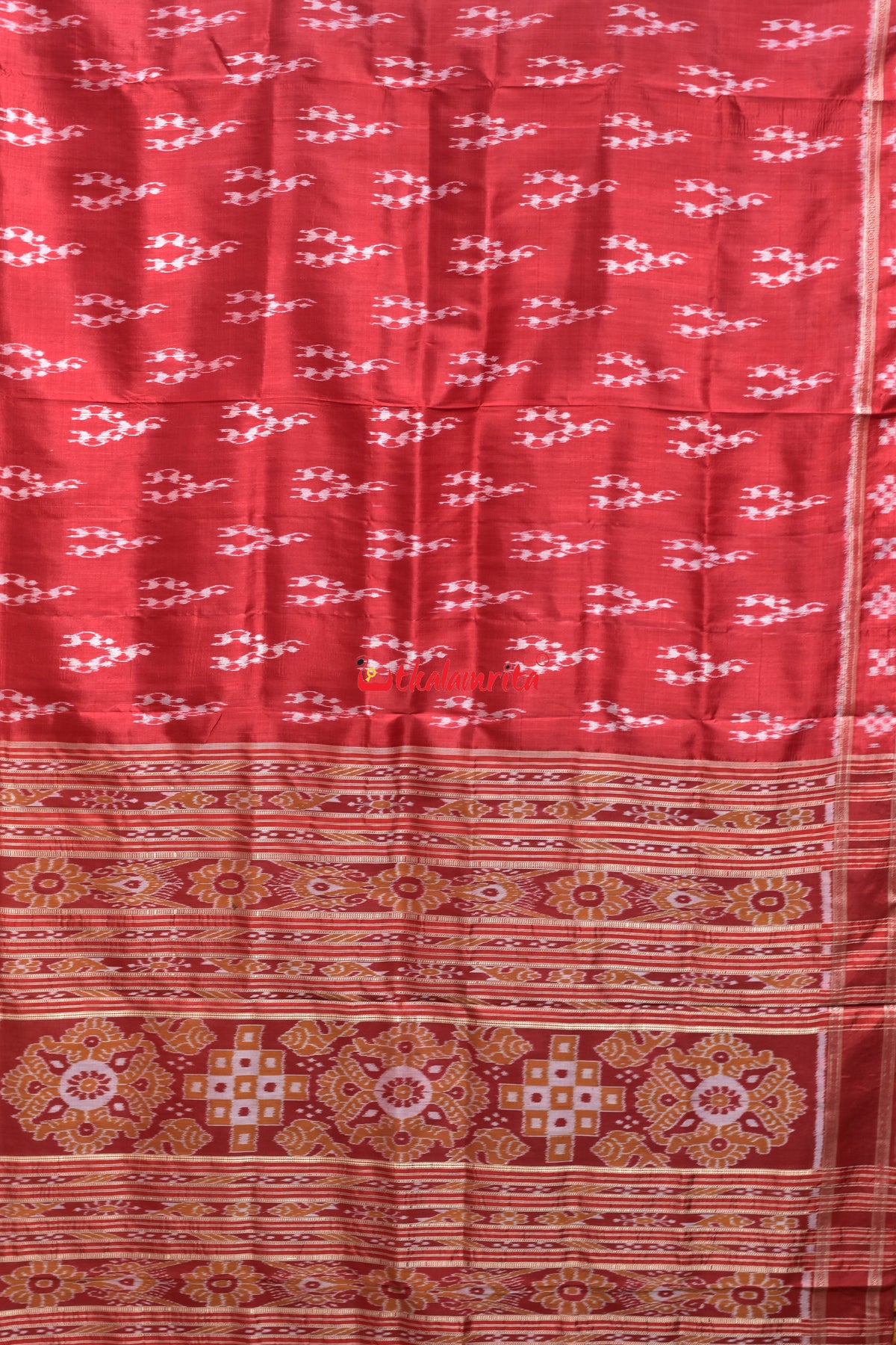 Red Trio Tribals Khandua Silk Saree
