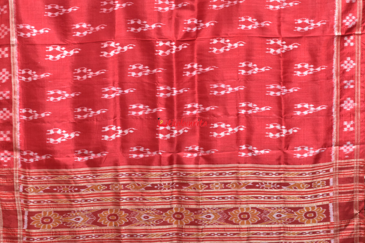 Red Trio Tribals Khandua Silk Saree