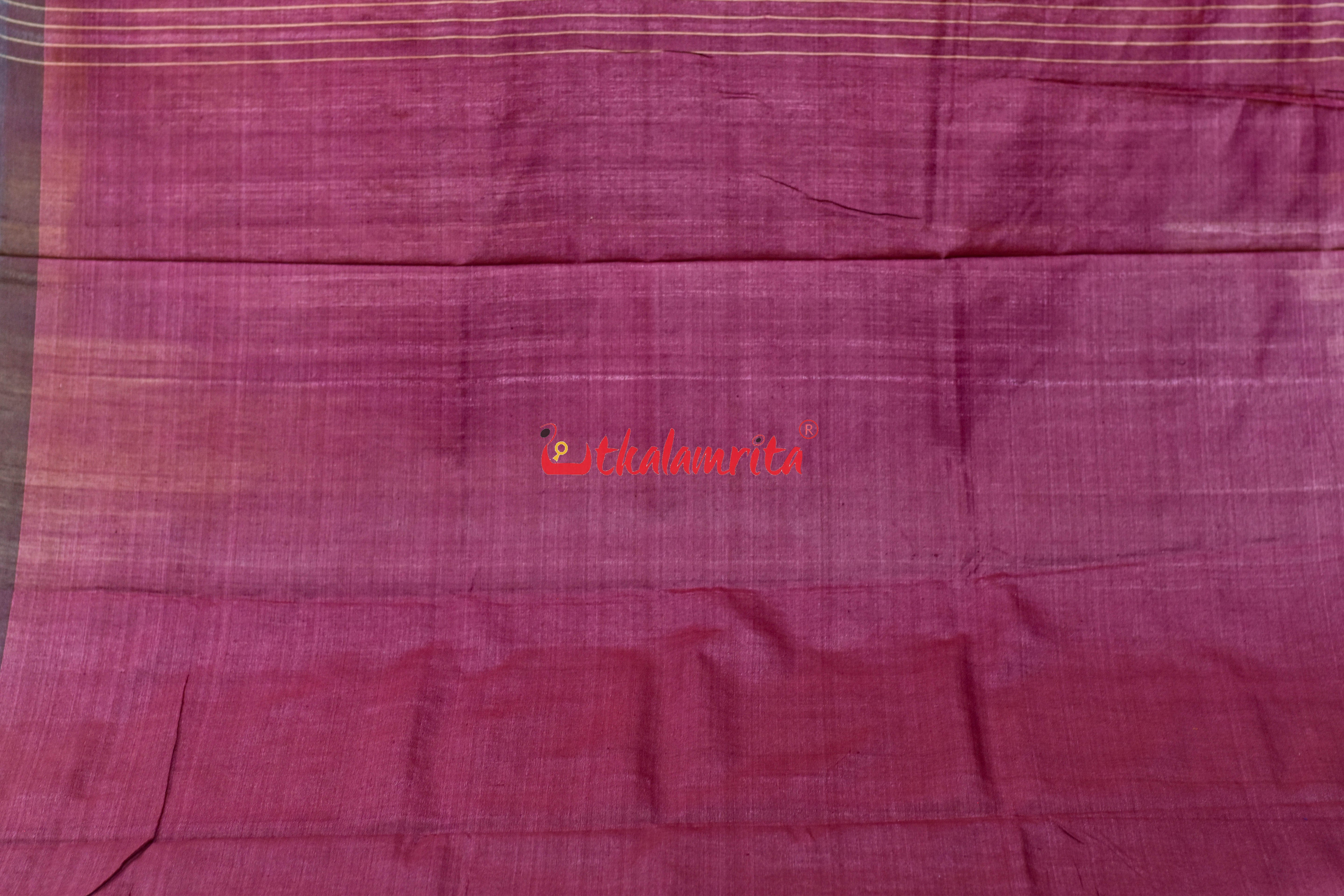 Peach with Berry Maroon Gopalpur Tussar Silk Saree