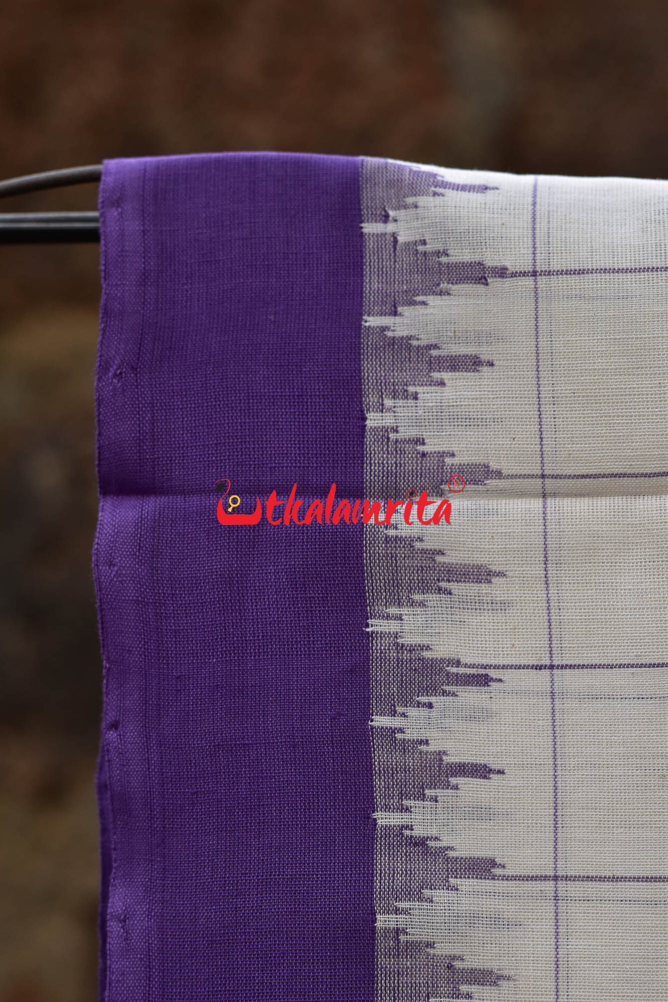 White Lavendar Phoda Kumbha Sambalpuri Cotton Saree