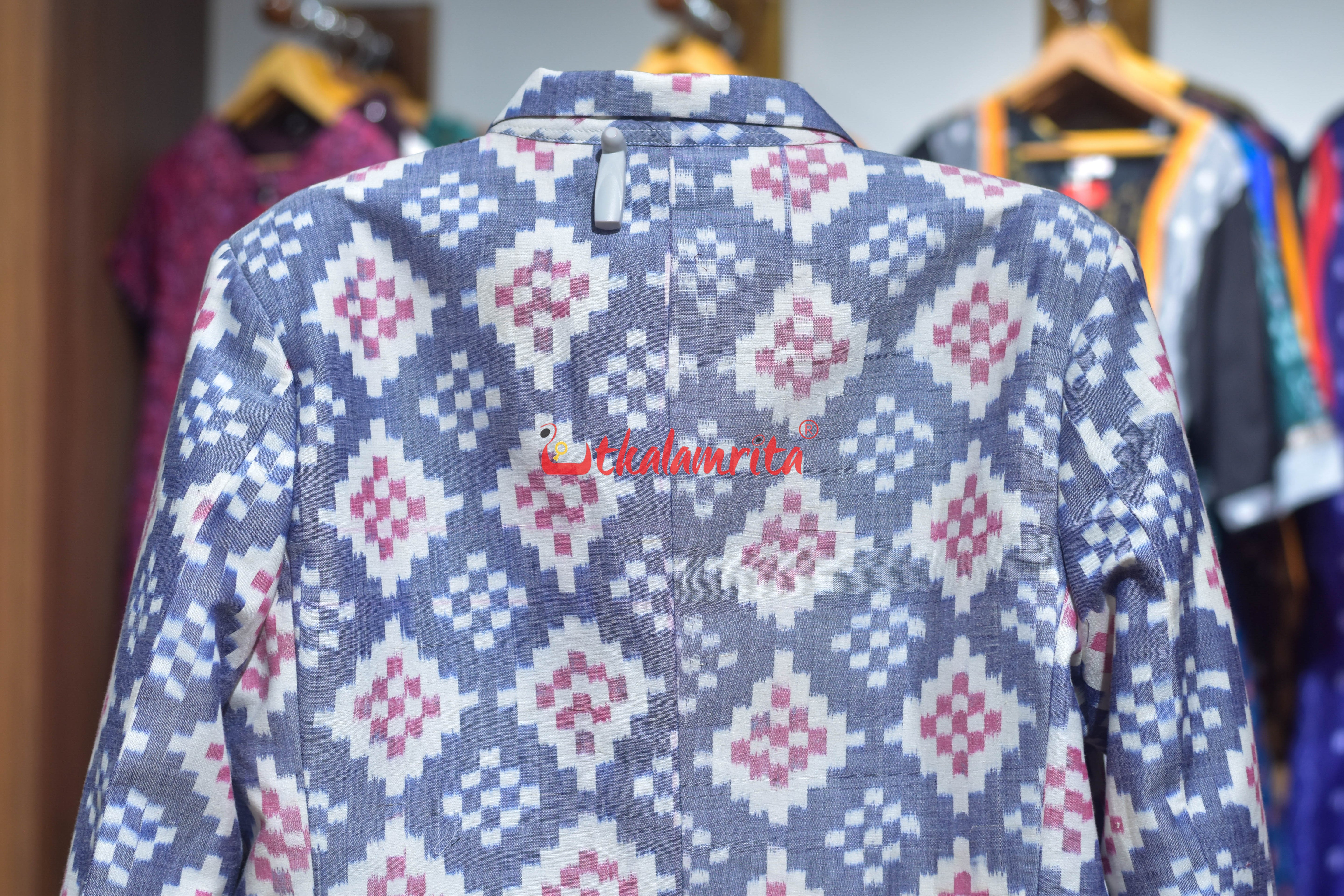 White Blue Plain Pasapali (Men's Blazer)