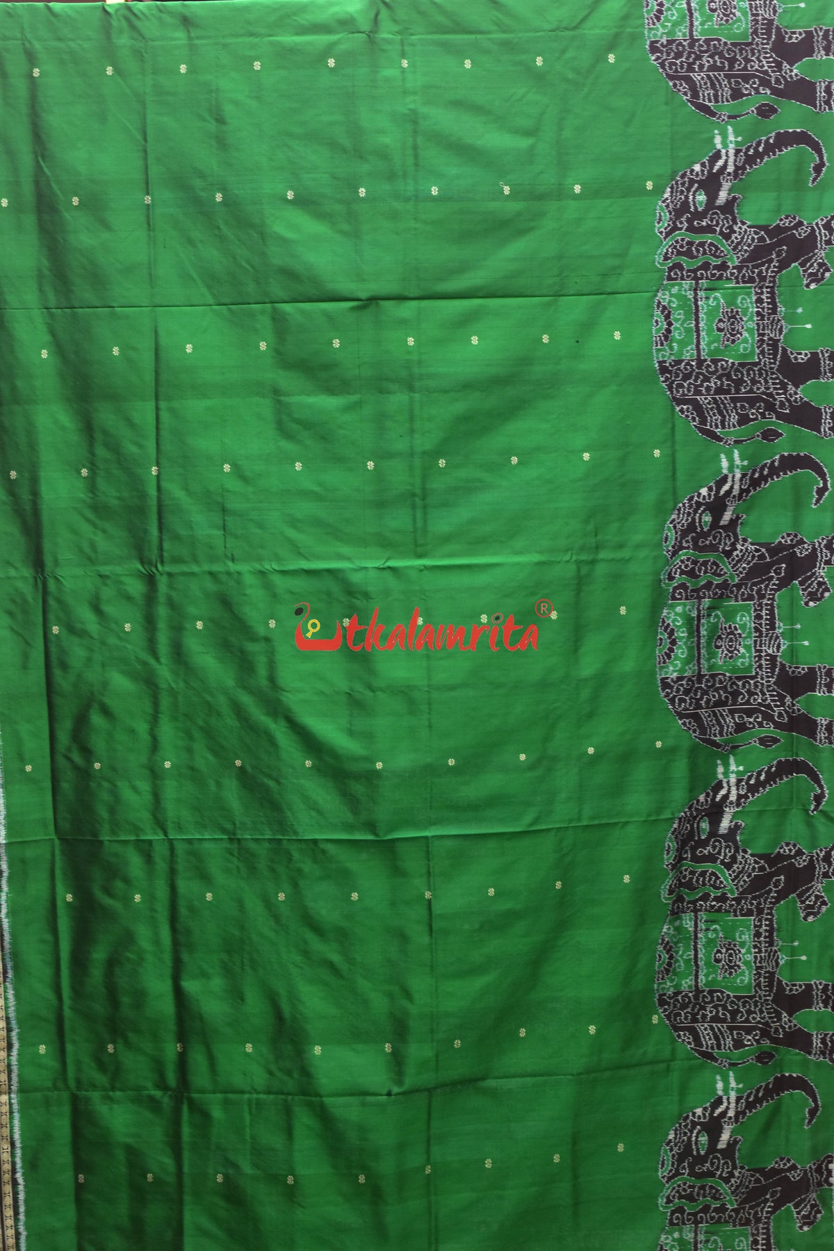 Black Green Bada Hathi Sambalpuri Silk Saree