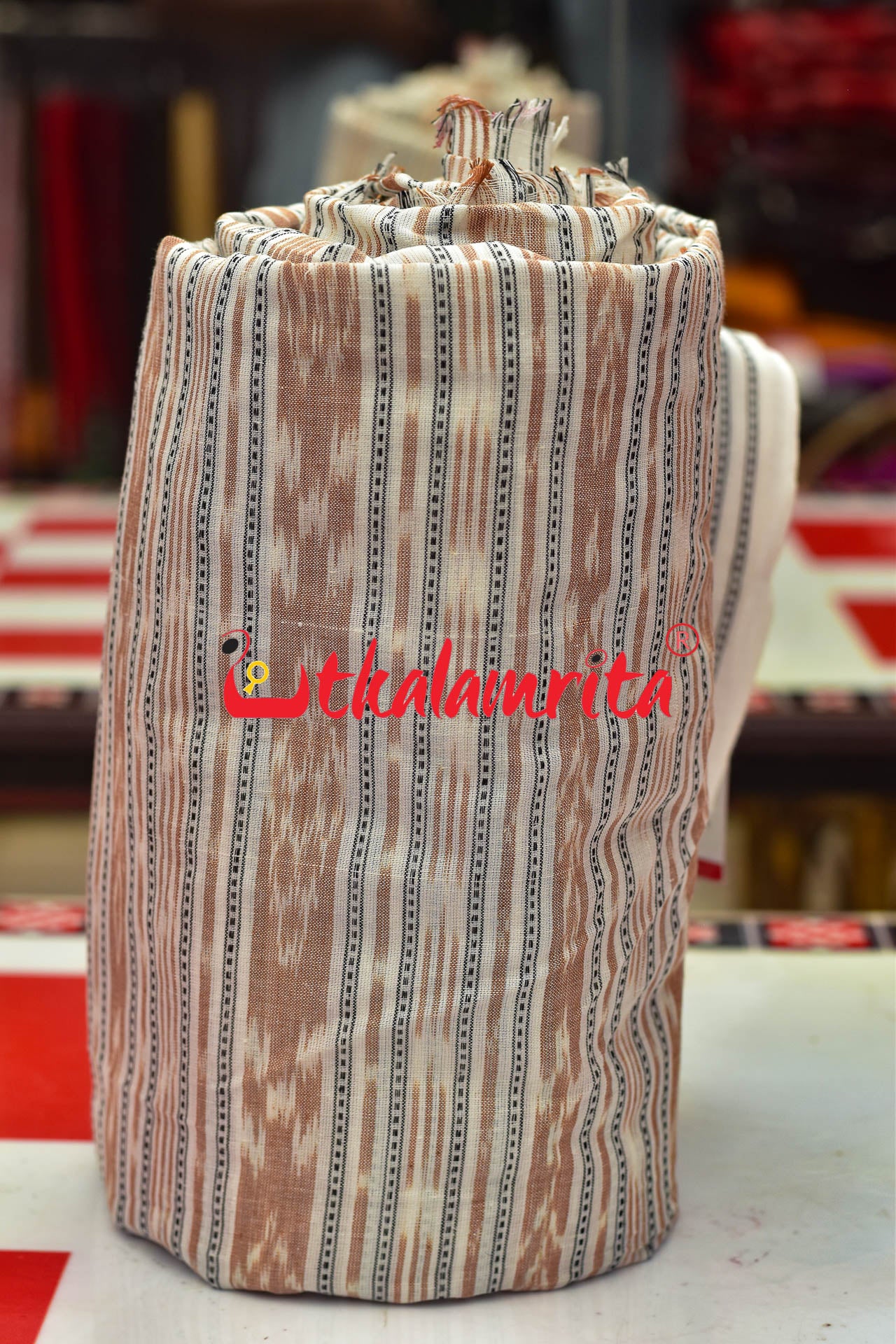 White Light Brown Ikat (Fabric)