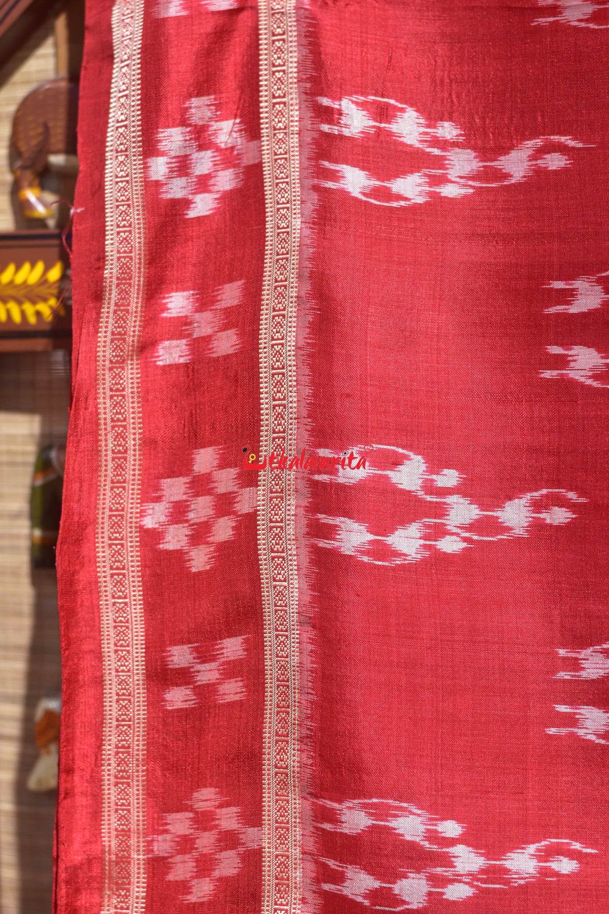 Red Trio Tribals Khandua Silk Saree