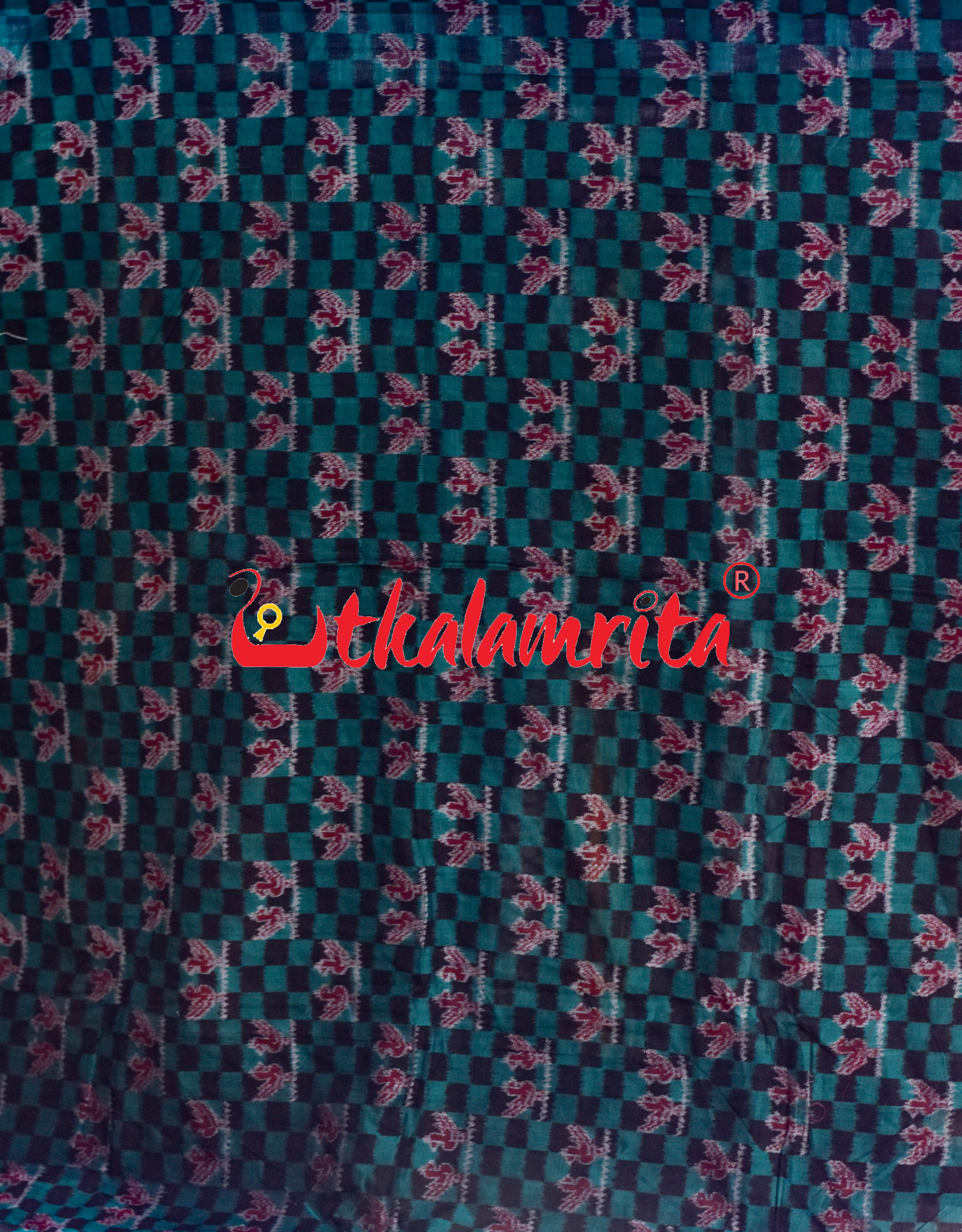 Black Green Different Theme Sambalpuri Cotton (Fabric)