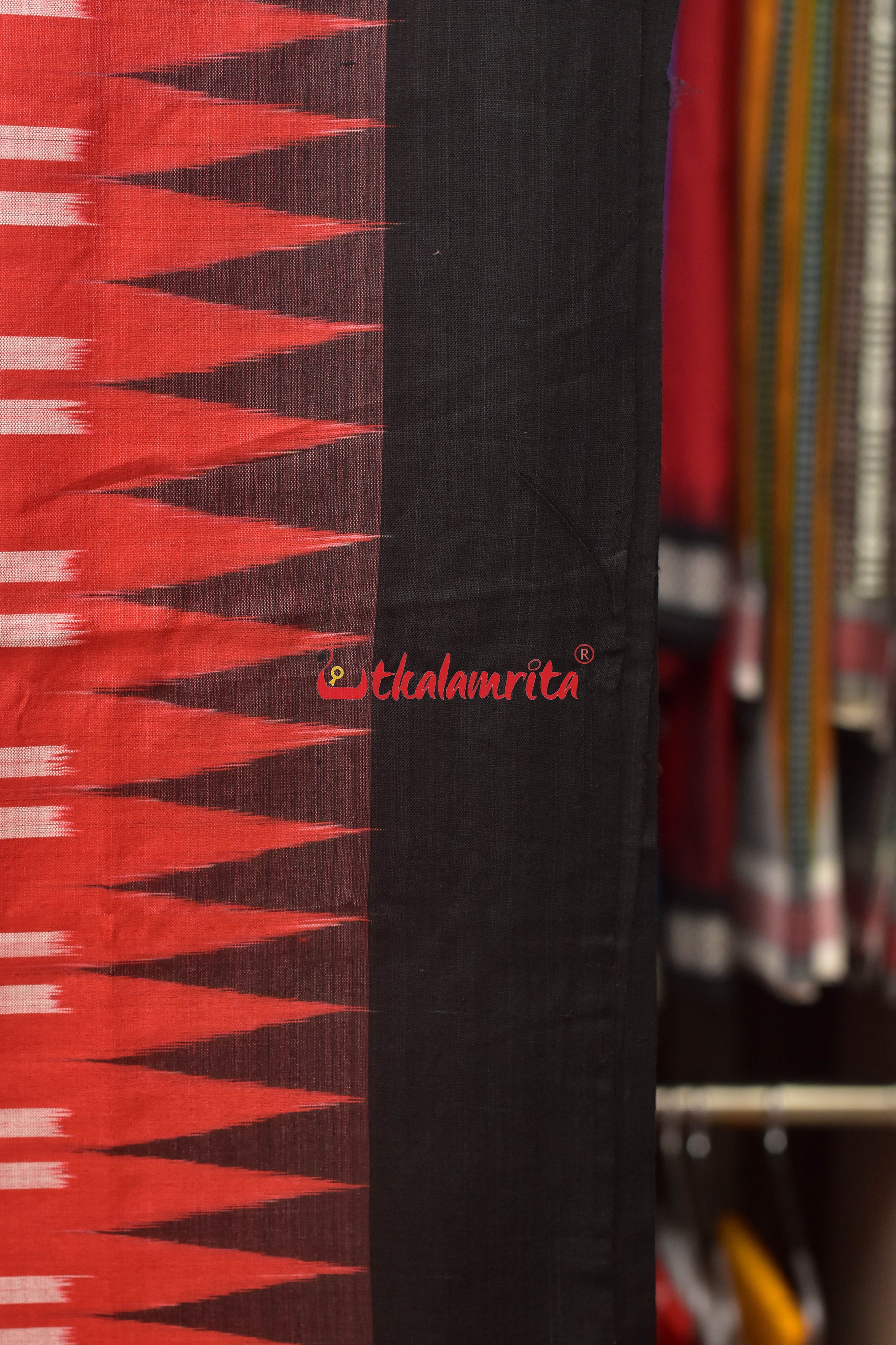 Red Body & Anchal Ikat Tussar Saree