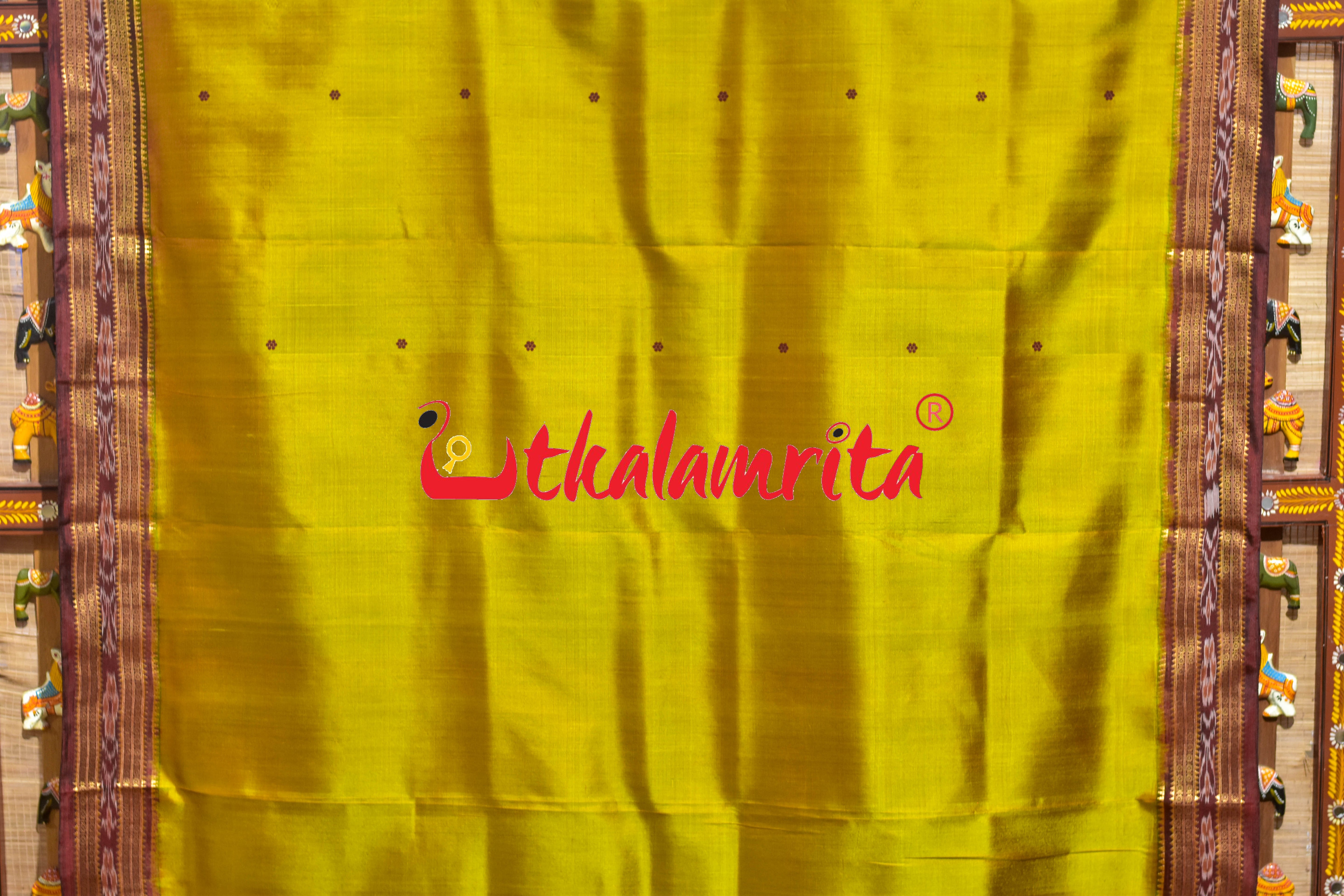 Baala Buti Golden Maroon Khandua Silk Saree