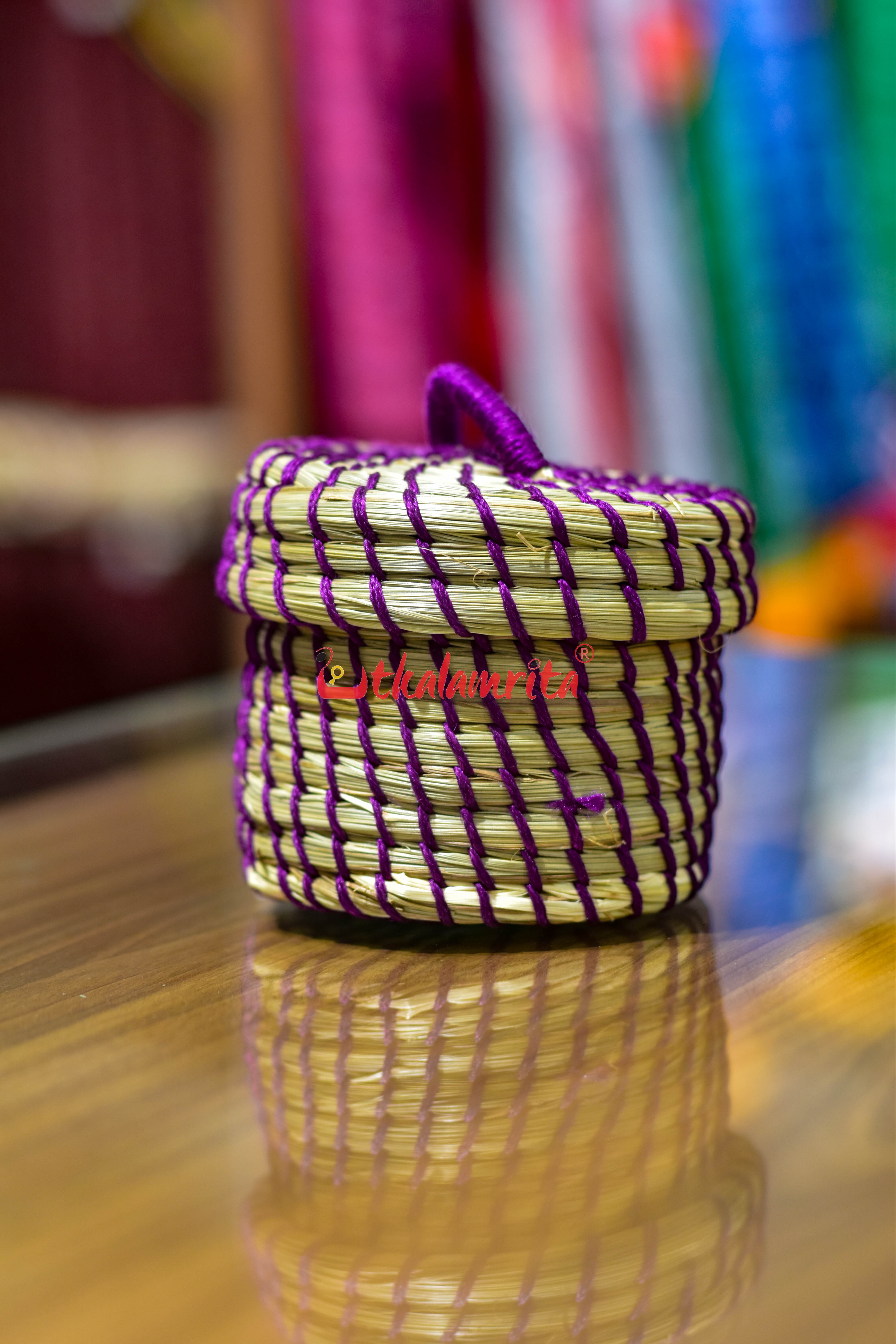 Sabai Grass Purple Thread Jewellery Box