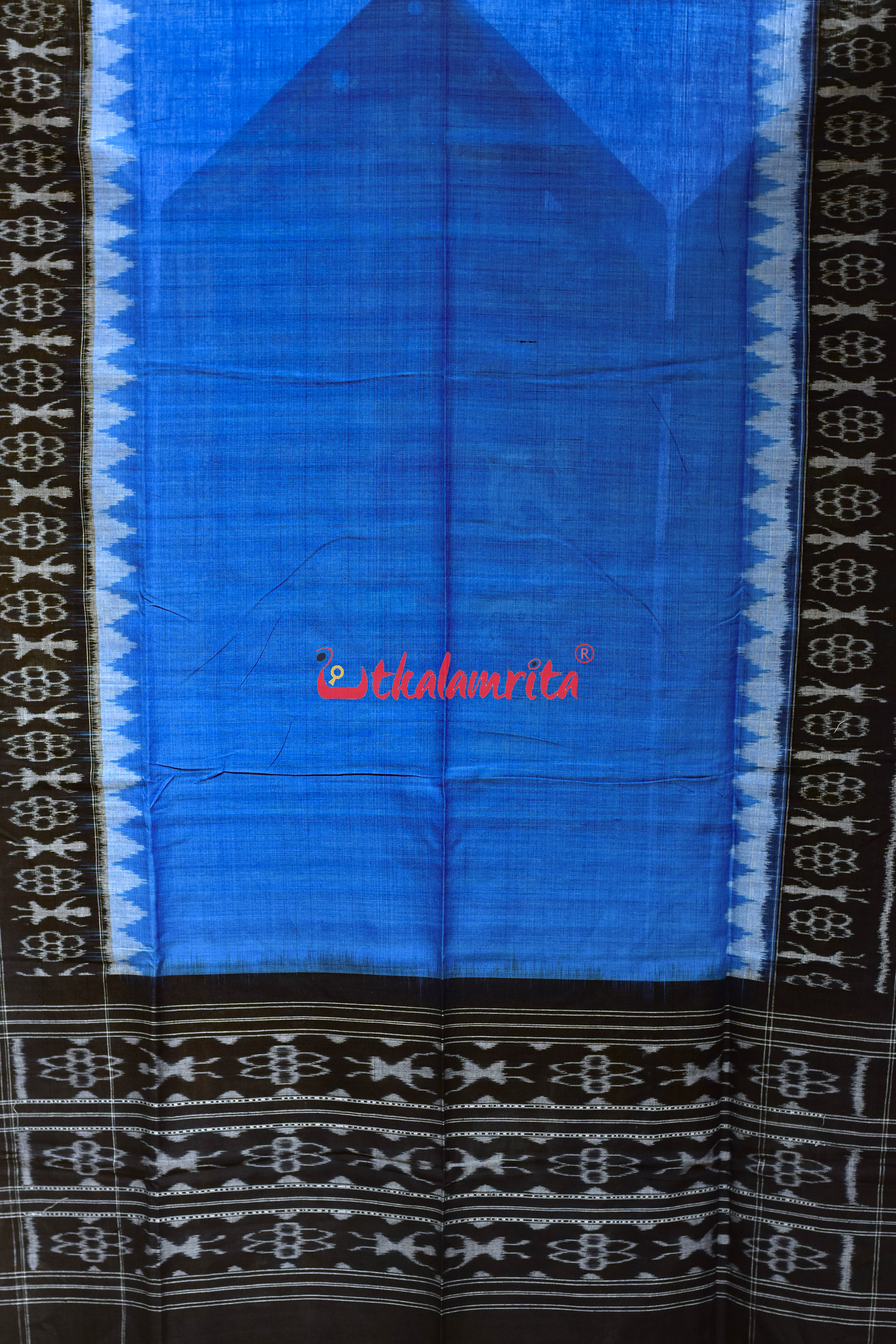 Sky Blue Black Tribals Bandha Cotton (Dupatta)