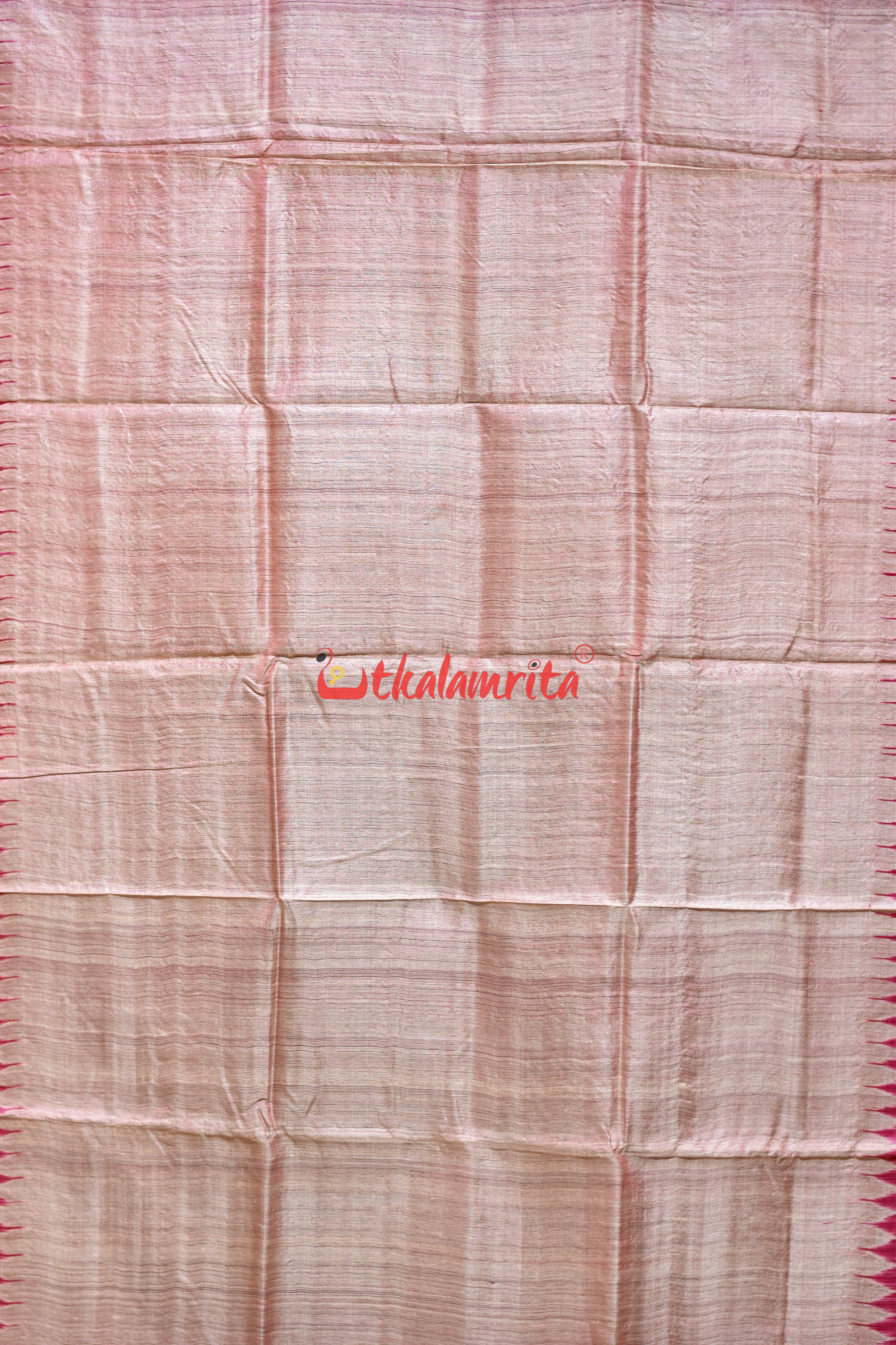 Peach with Berry Maroon Gopalpur Tussar Silk Saree