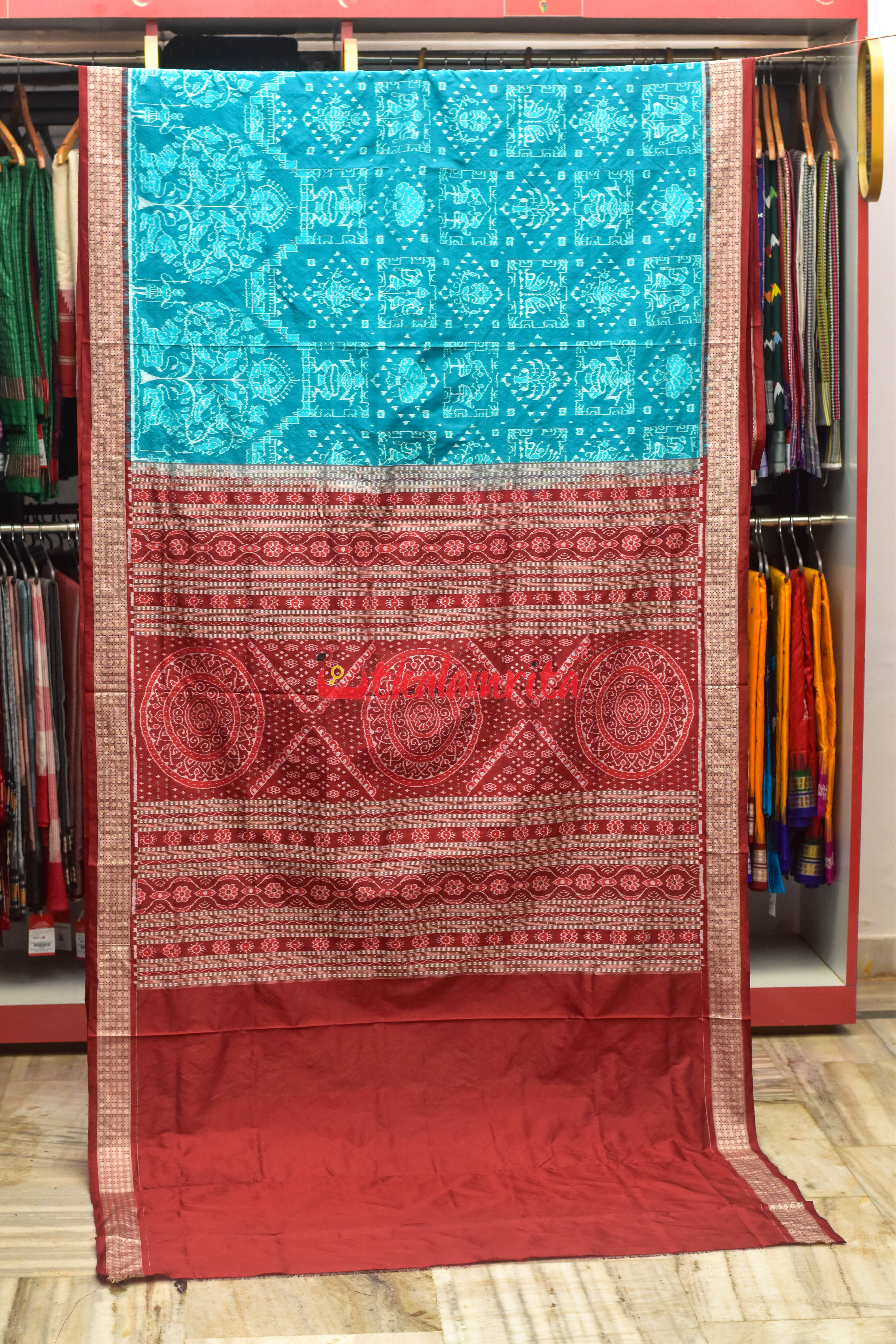 Sea Green Box Saura Doll Sambalpuri Silk Saree