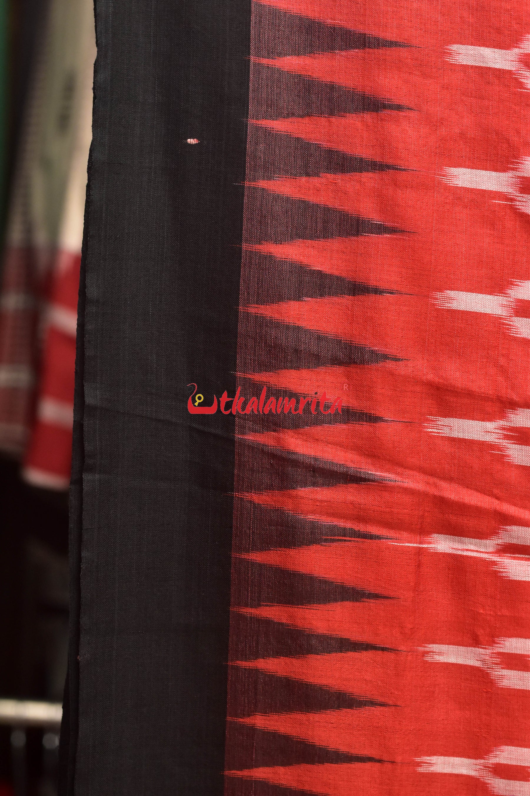 Red Body & Anchal Ikat Tussar Saree