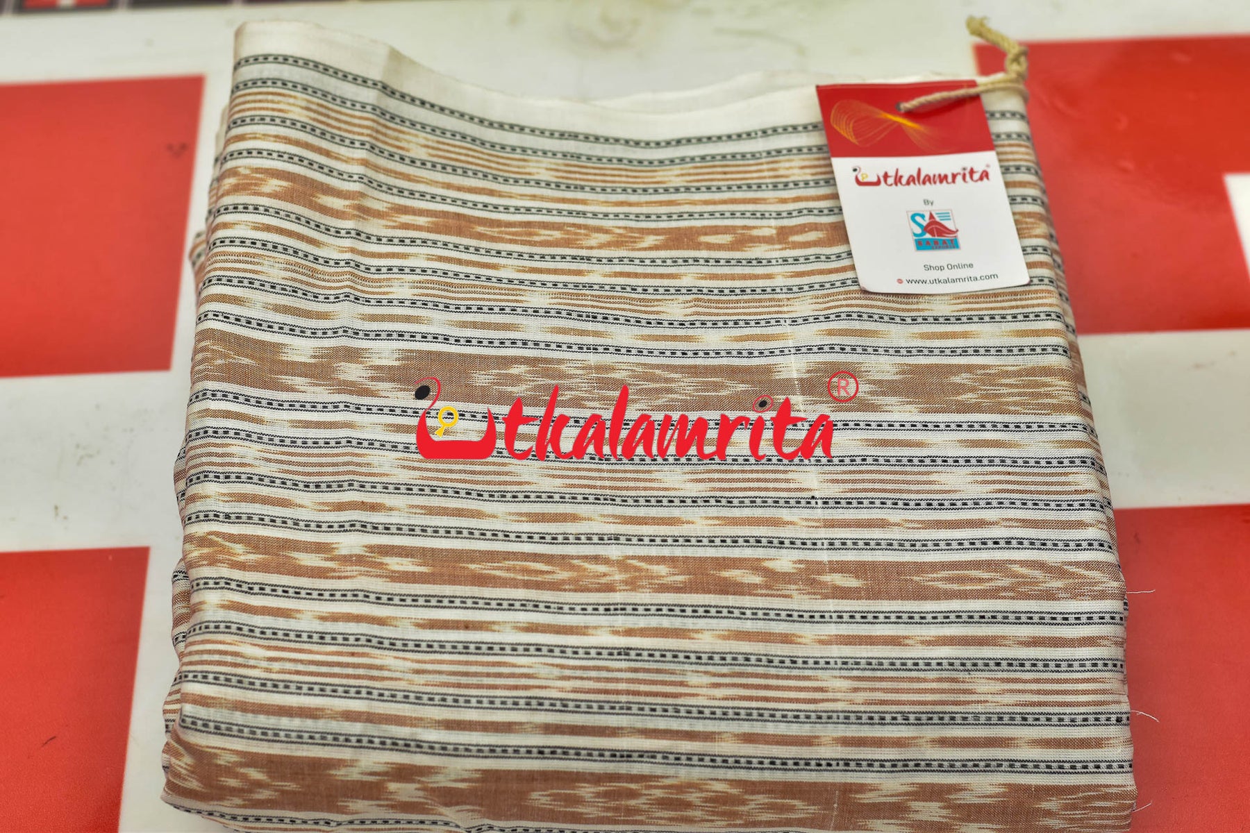 White Light Brown Ikat (Fabric)