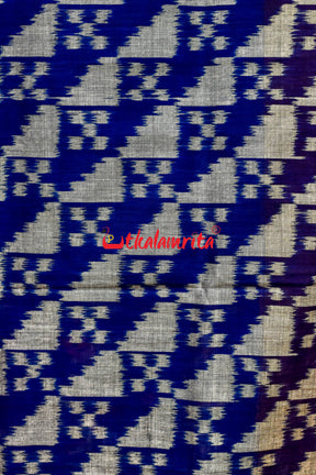 5D Brown Blue Teera Khandua Cotton Saree