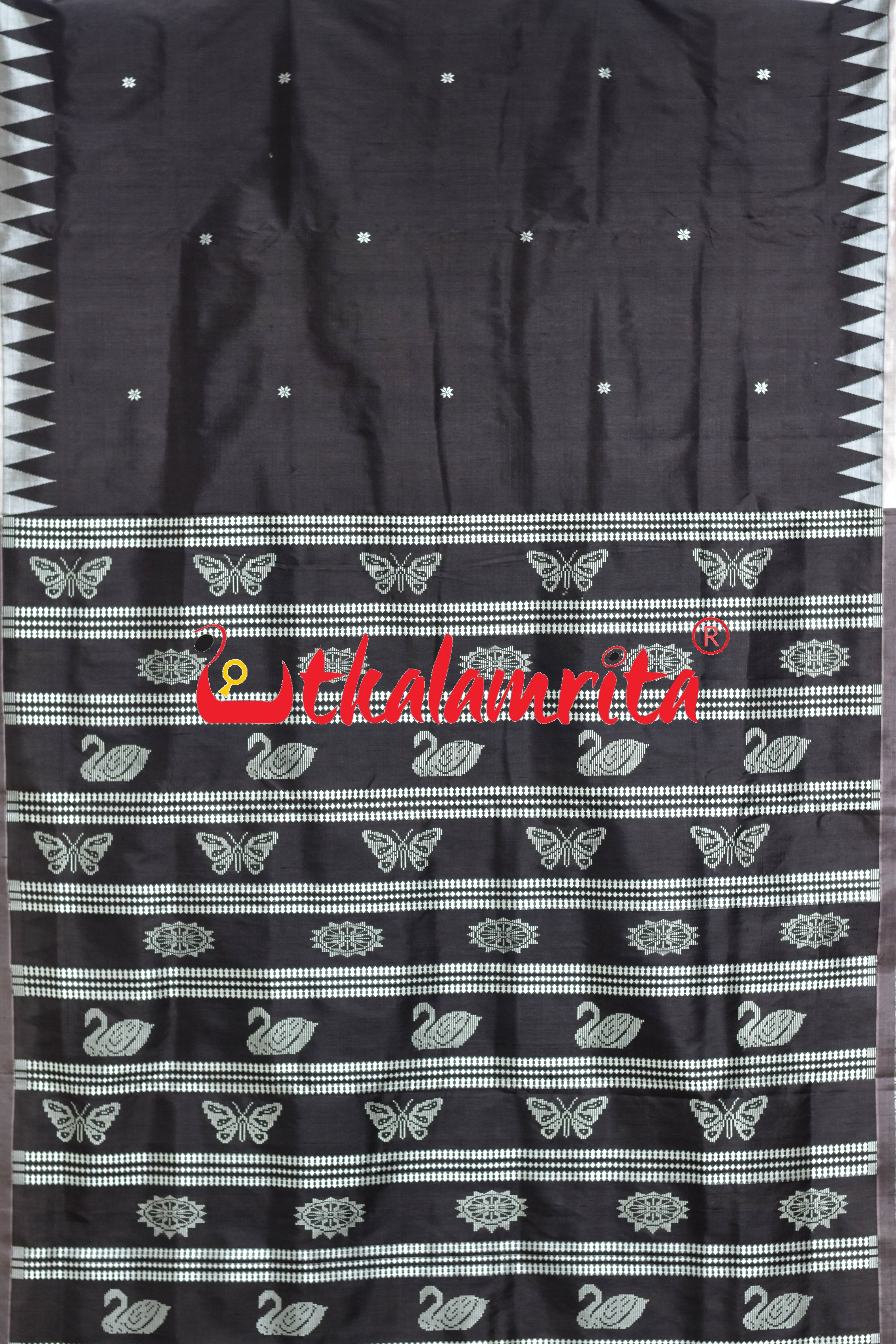 Natural Dye Black with Laakha Border Berhampuri Silk Saree