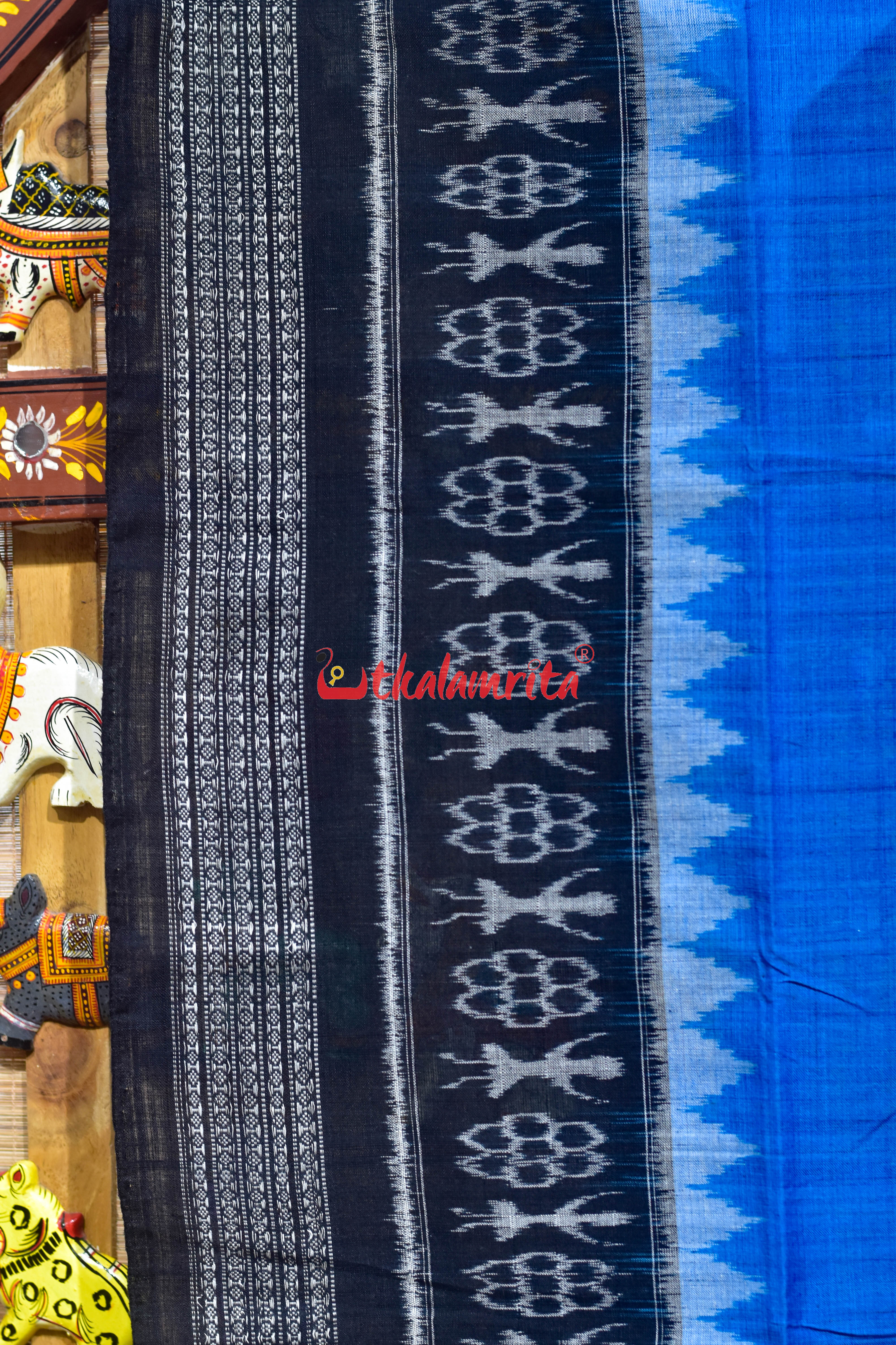 Sky Blue Black Tribals Bandha Cotton (Dupatta)