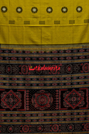 Light Mehndi Black Padam Bomkai Cotton Saree