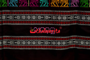 Nilachakra Red Black Bomkai Silk Saree