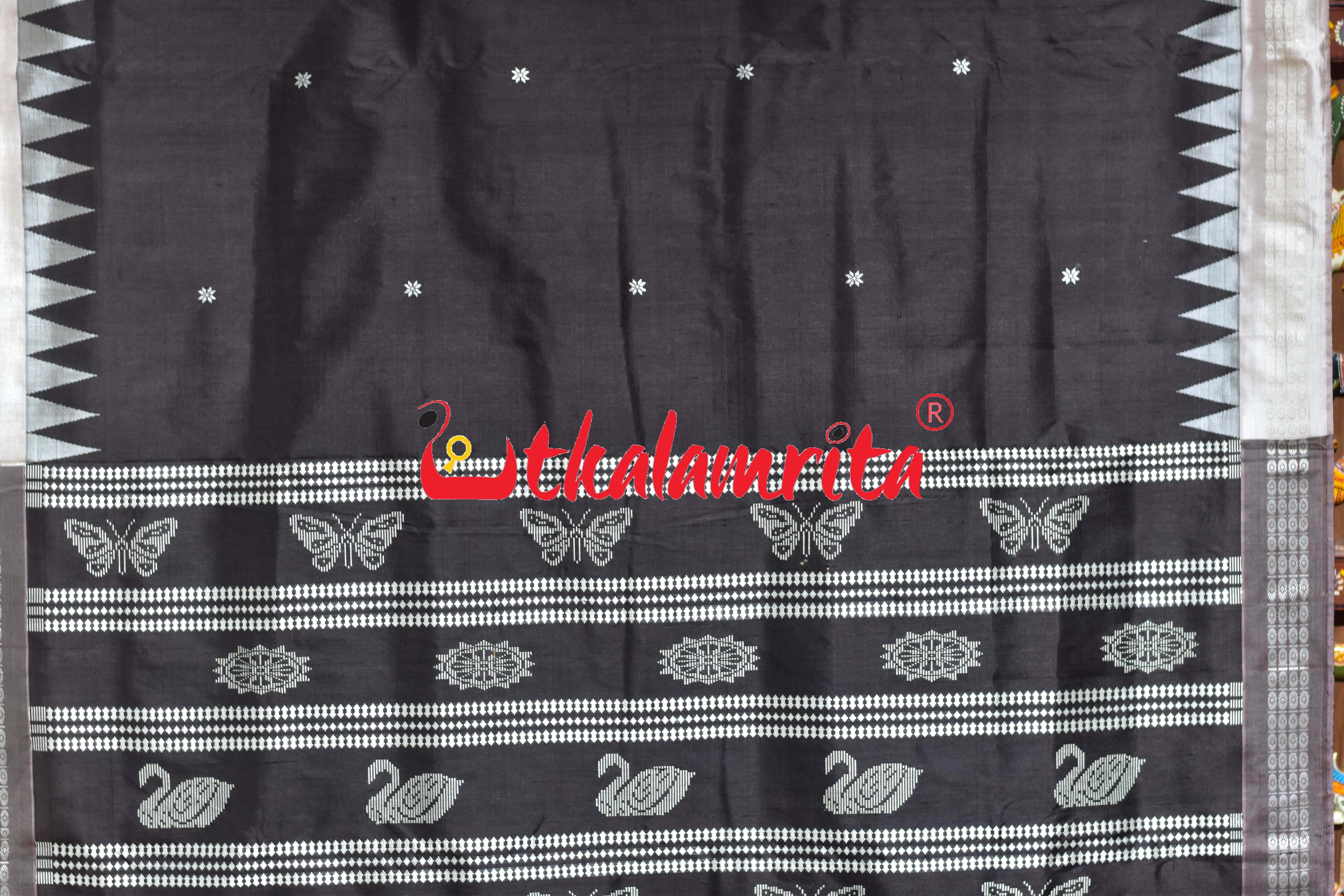 Natural Dye Black with Laakha Border Berhampuri Silk Saree