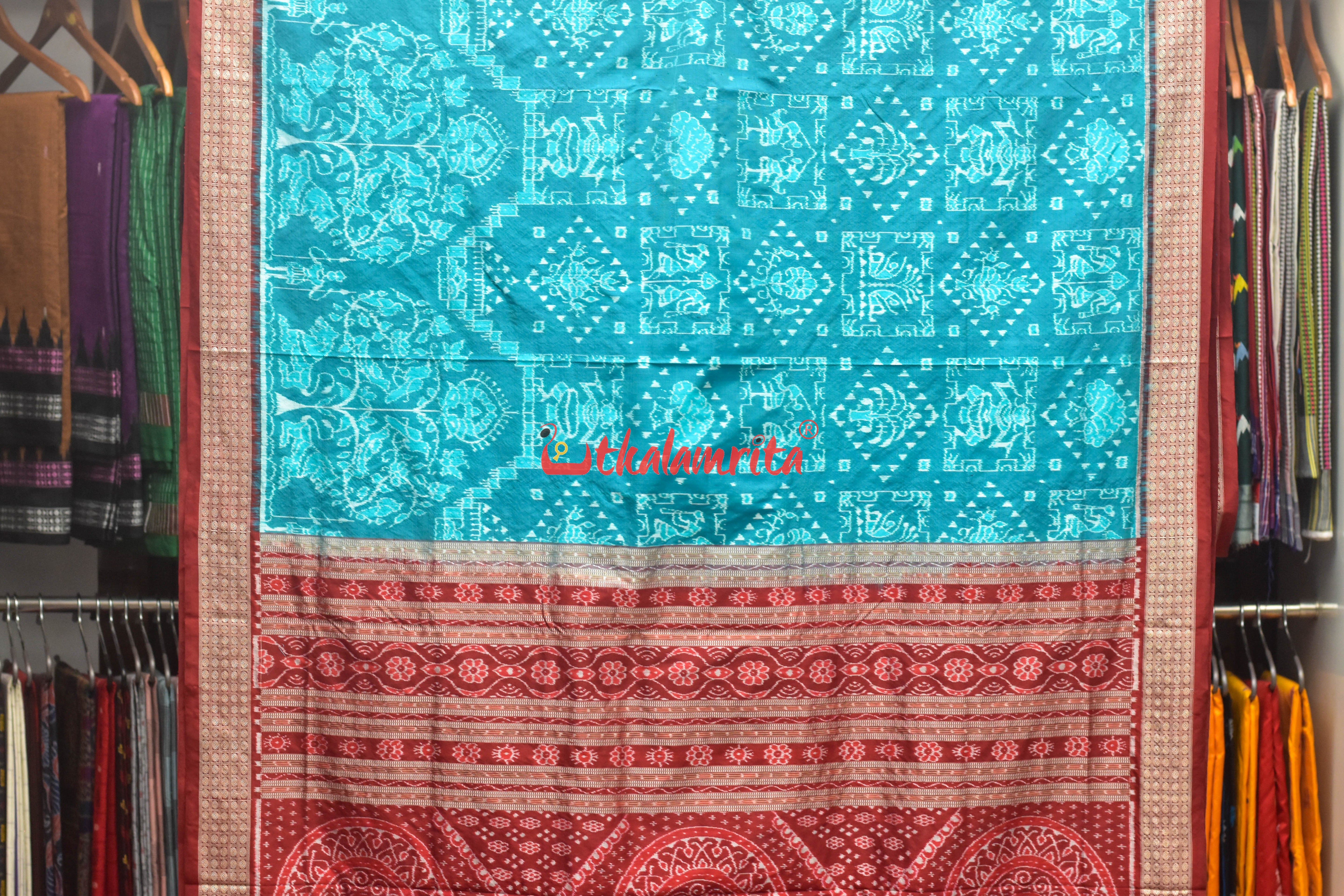Sea Green Box Saura Doll Sambalpuri Silk Saree