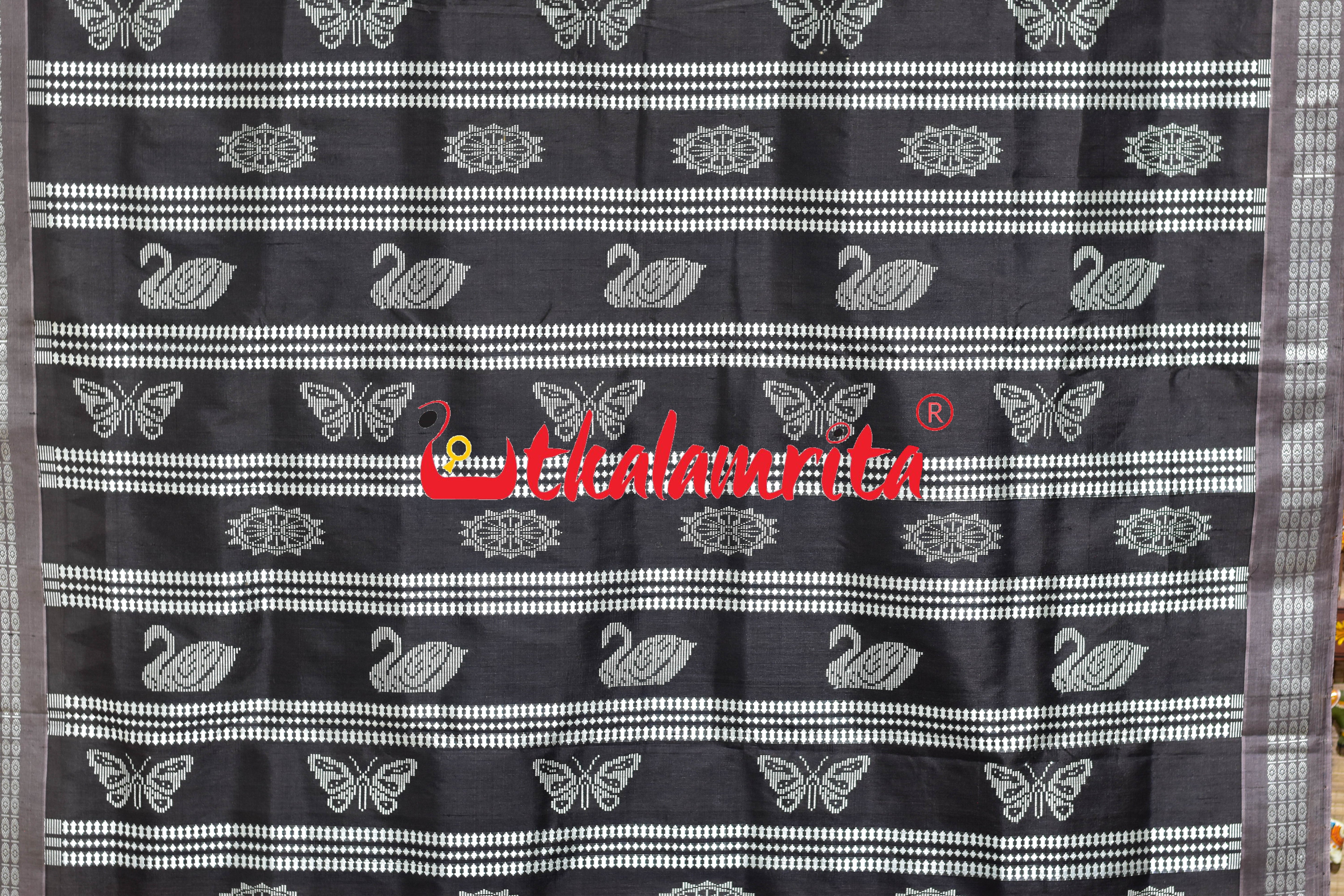 Natural Dye Black with Laakha Border Berhampuri Silk Saree