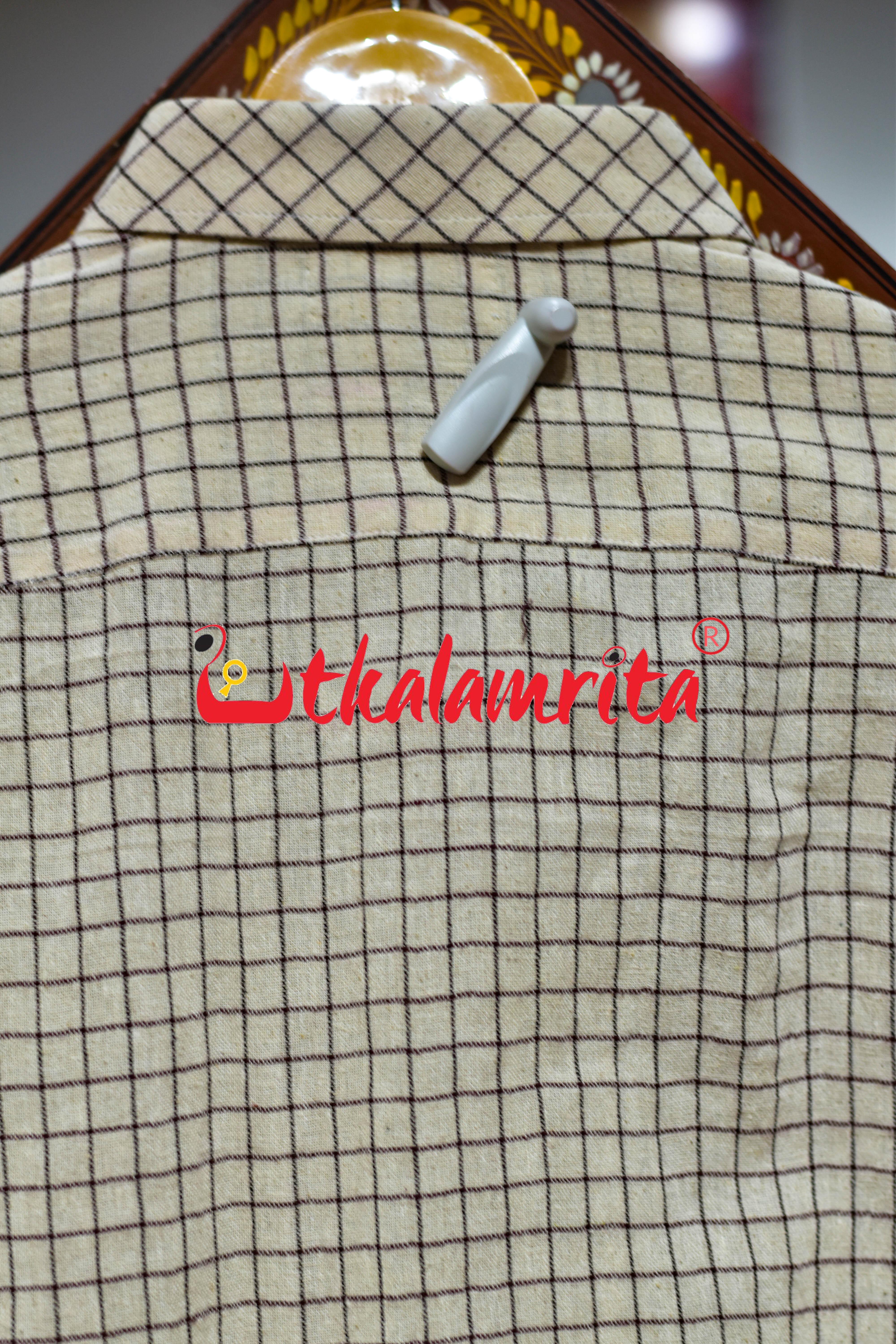 Off White Black Check Kotpad (Men's Full Shirt)