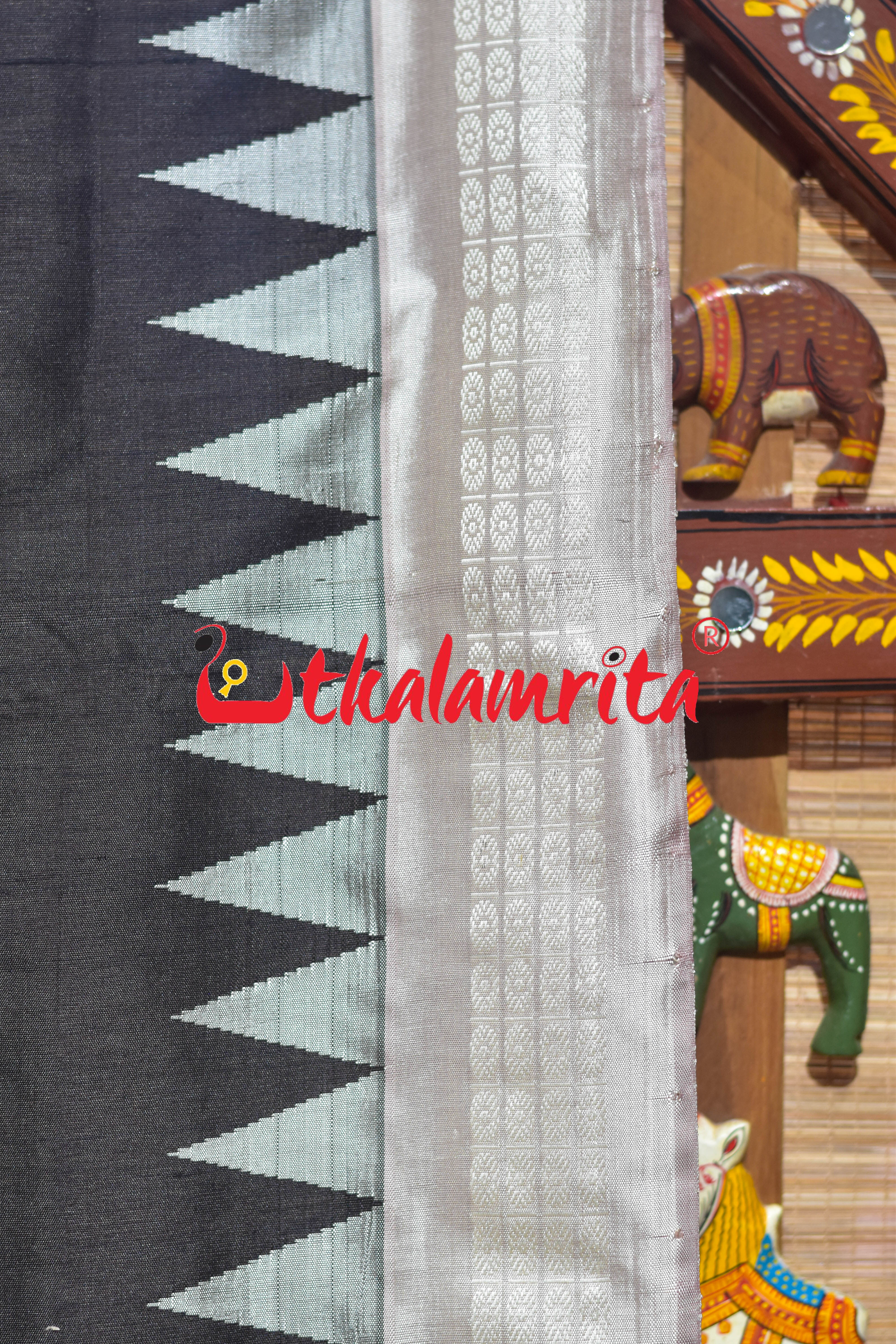 Natural Dye Black with Laakha Border Berhampuri Silk Saree