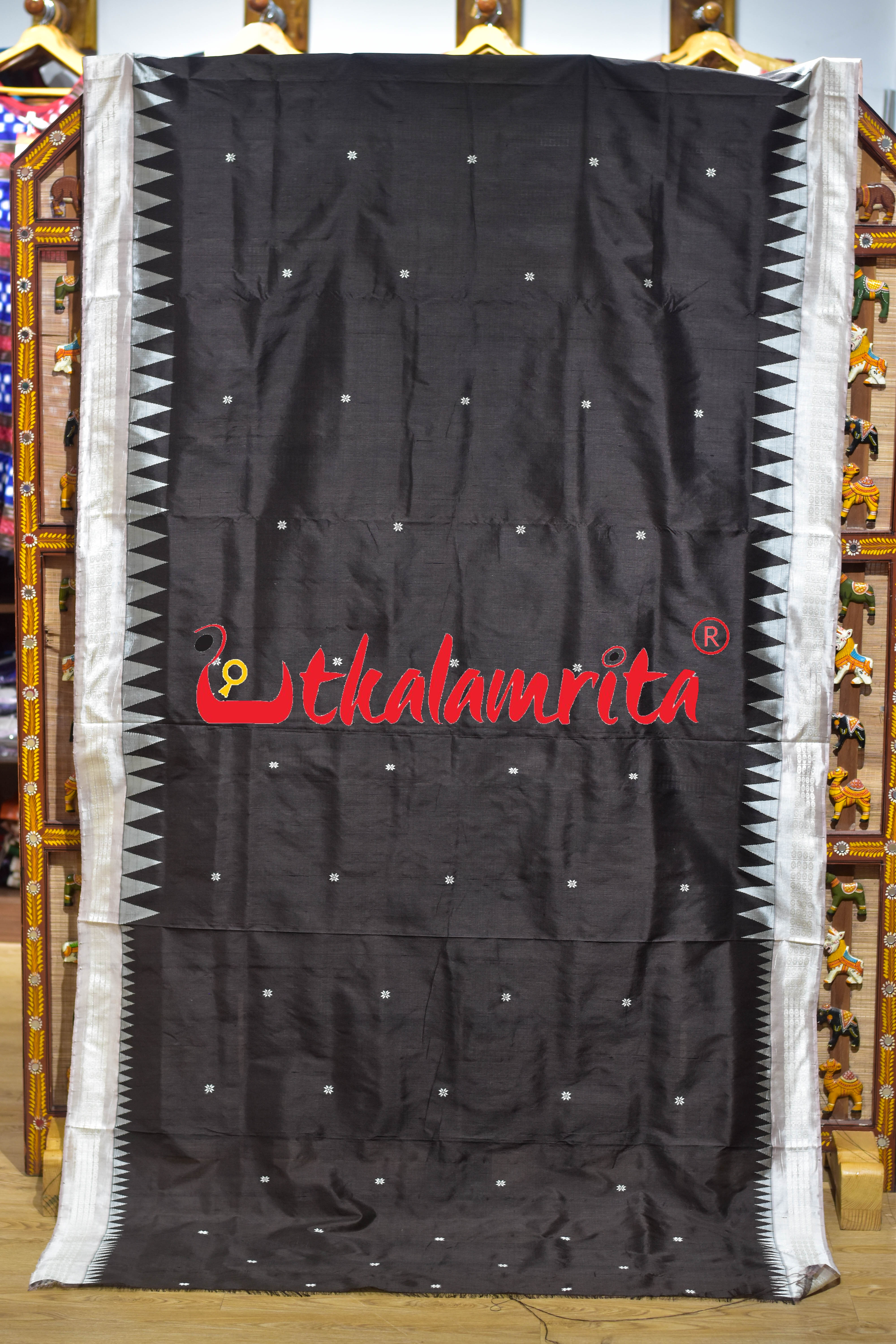 Natural Dye Black with Laakha Border Berhampuri Silk Saree