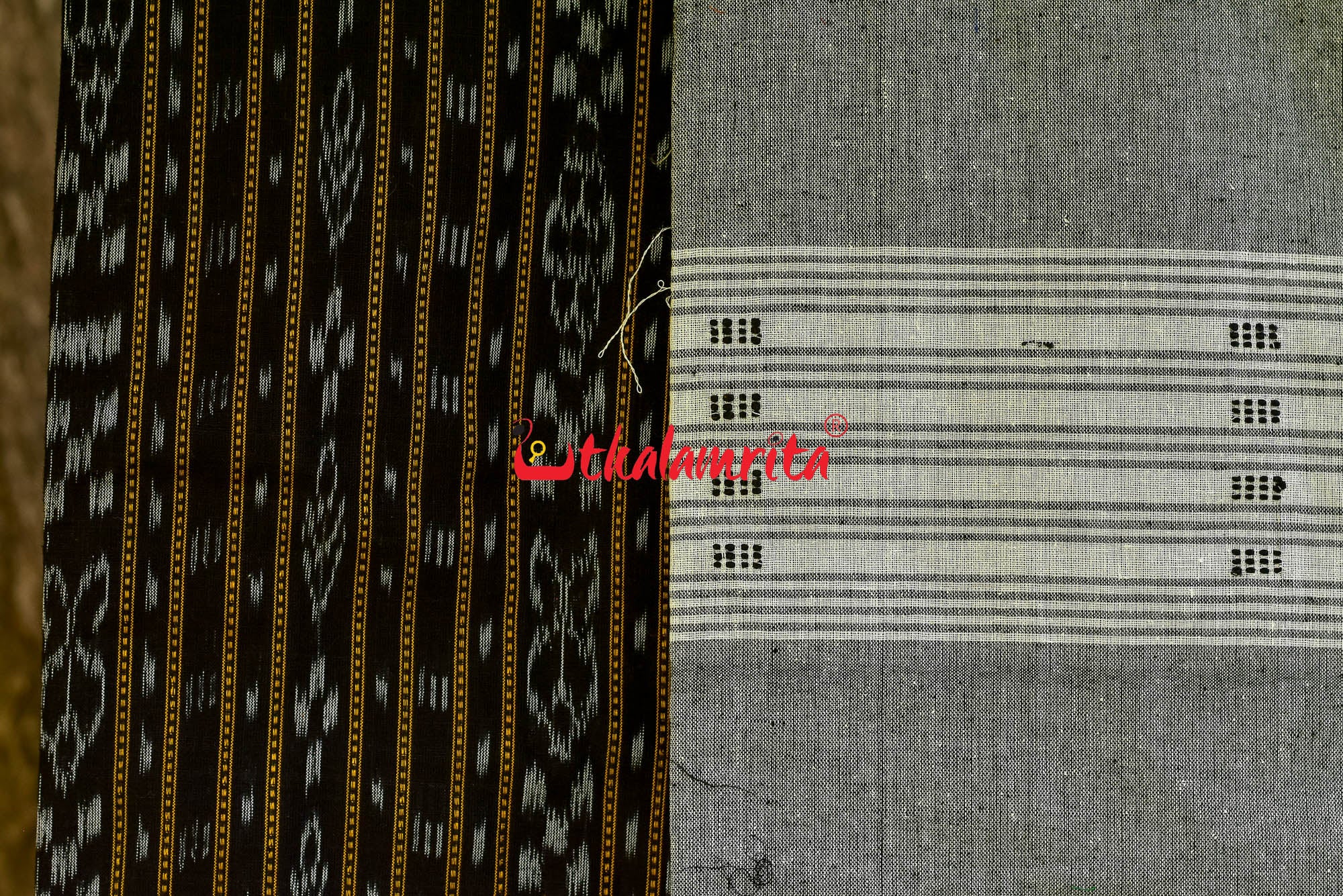 Black Grey Ikat Dress Set