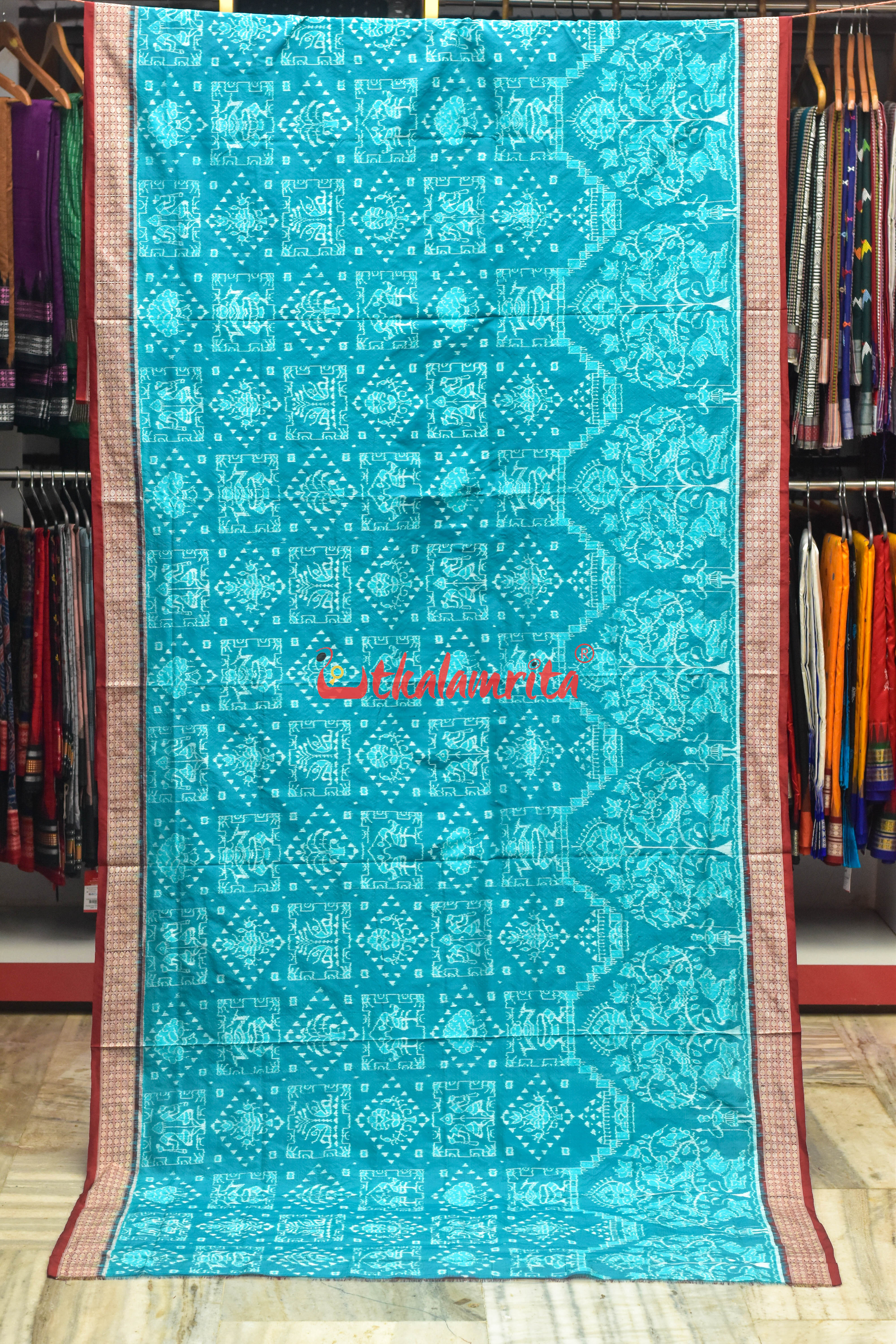 Sea Green Box Saura Doll Sambalpuri Silk Saree
