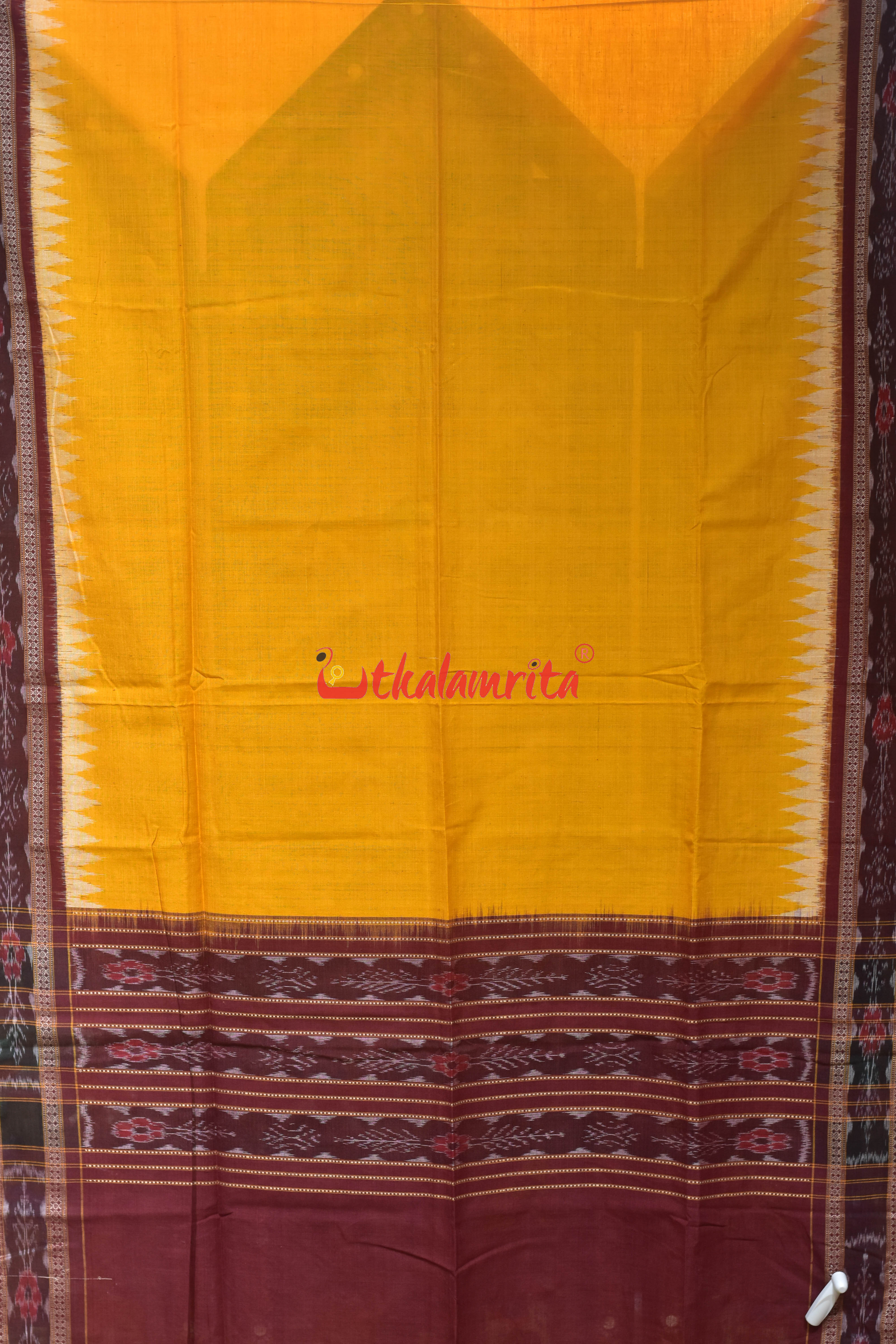 Yellow Maroon Flower Bandha Cotton (Dupatta)