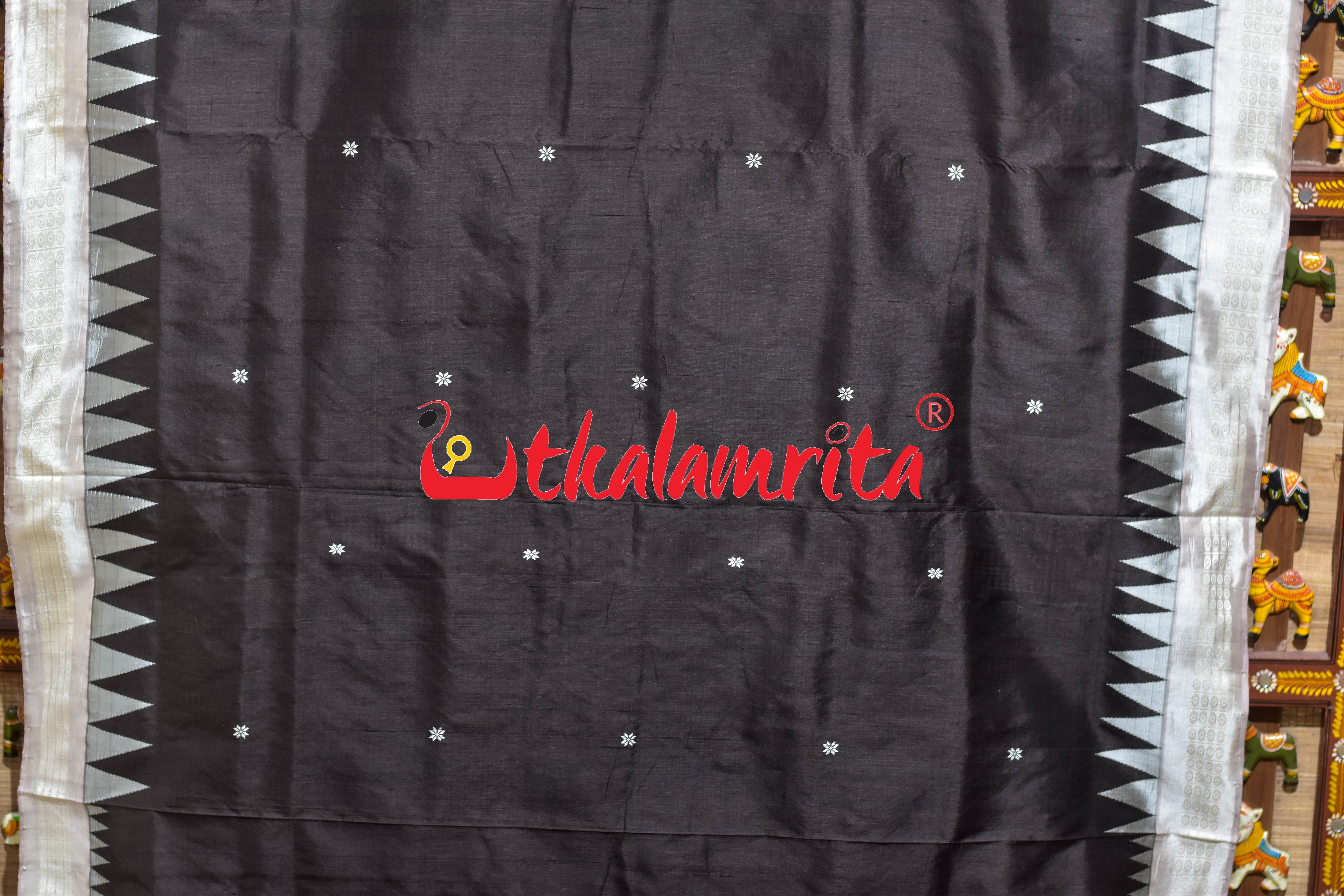 Natural Dye Black with Laakha Border Berhampuri Silk Saree