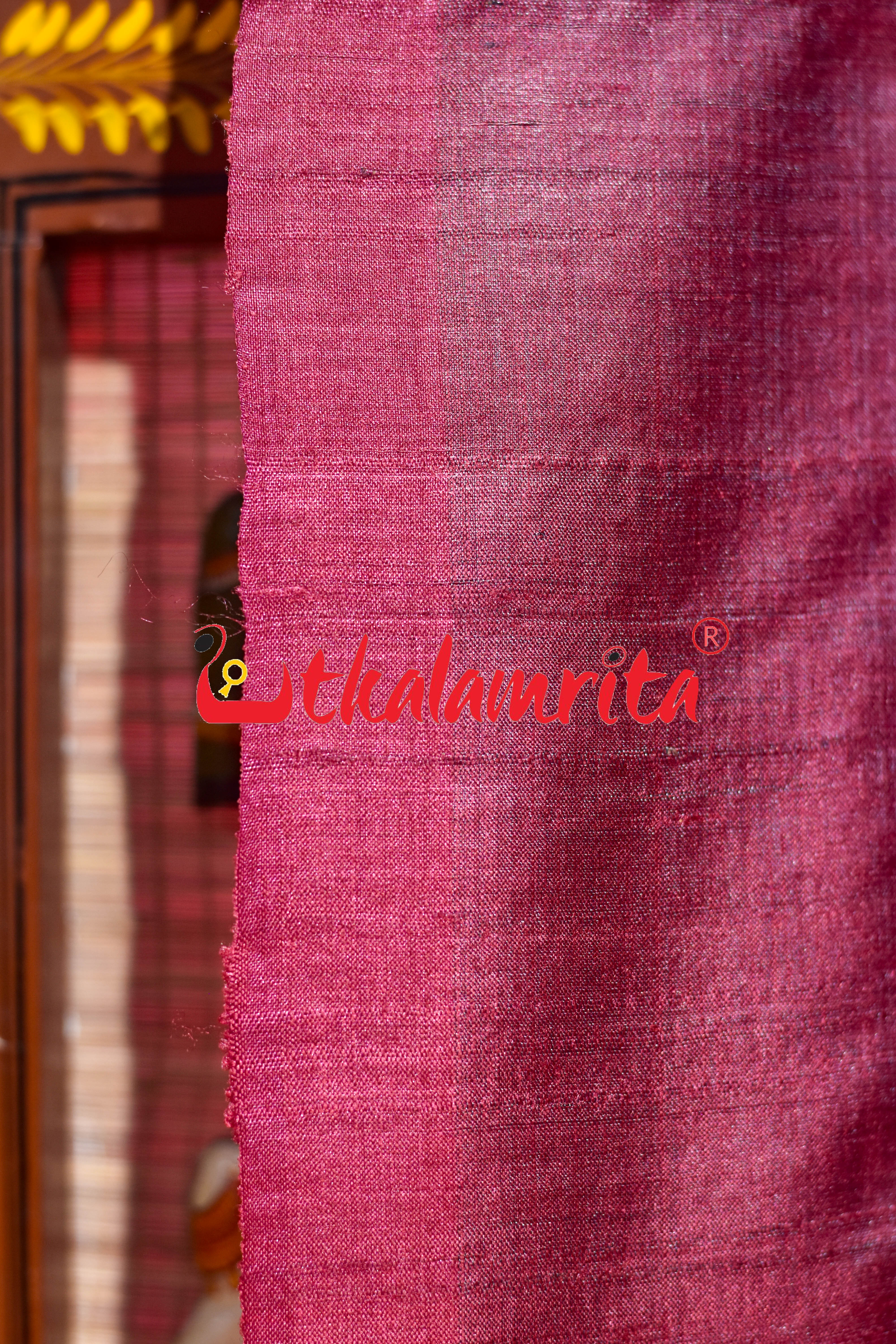 Red Fine Tussar Jala Tussar (Dupatta)