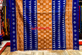 5D Brown Blue Teera Khandua Cotton Saree