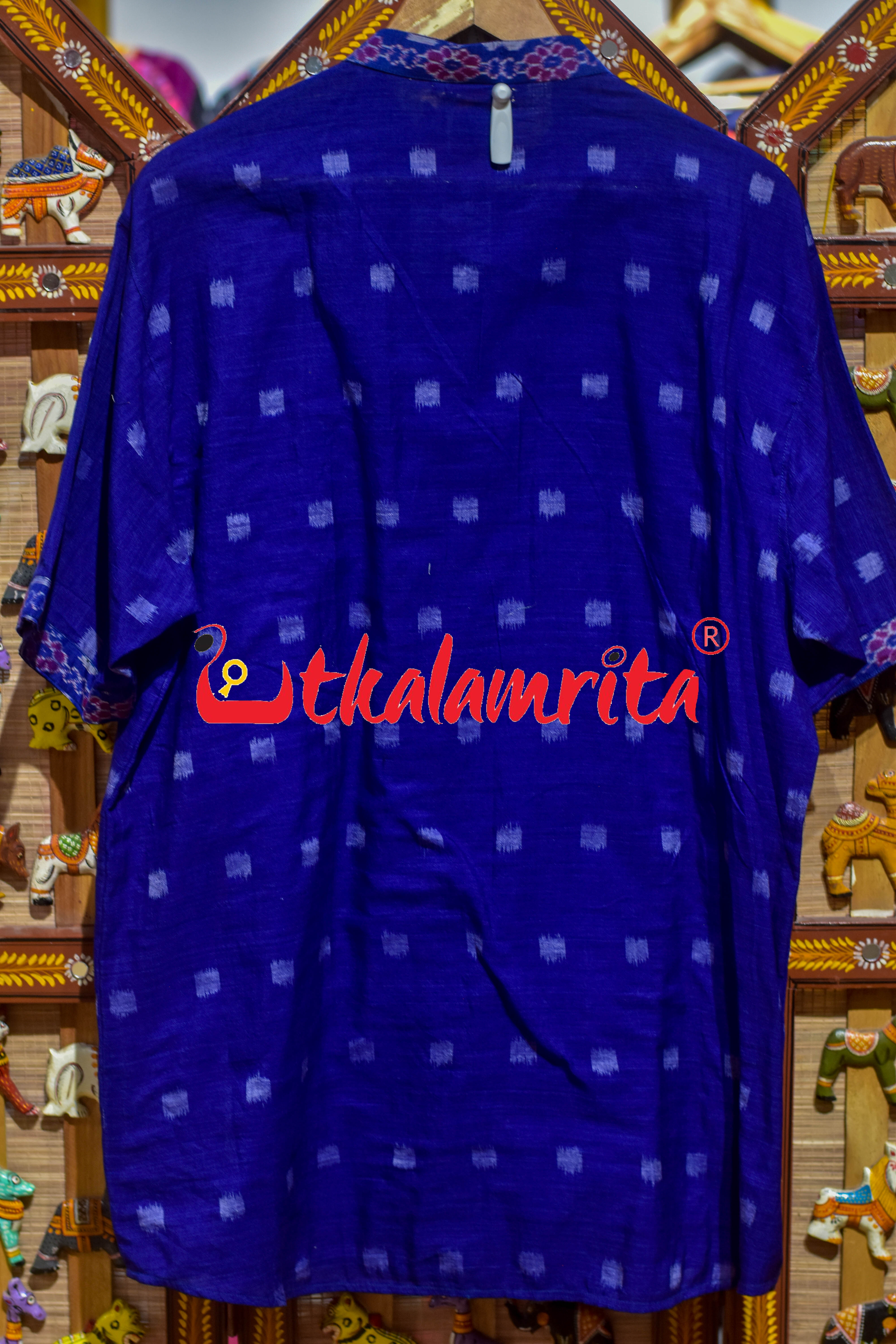 Blue Labanga Bandha Odia Letters (Men's Long Kurta)