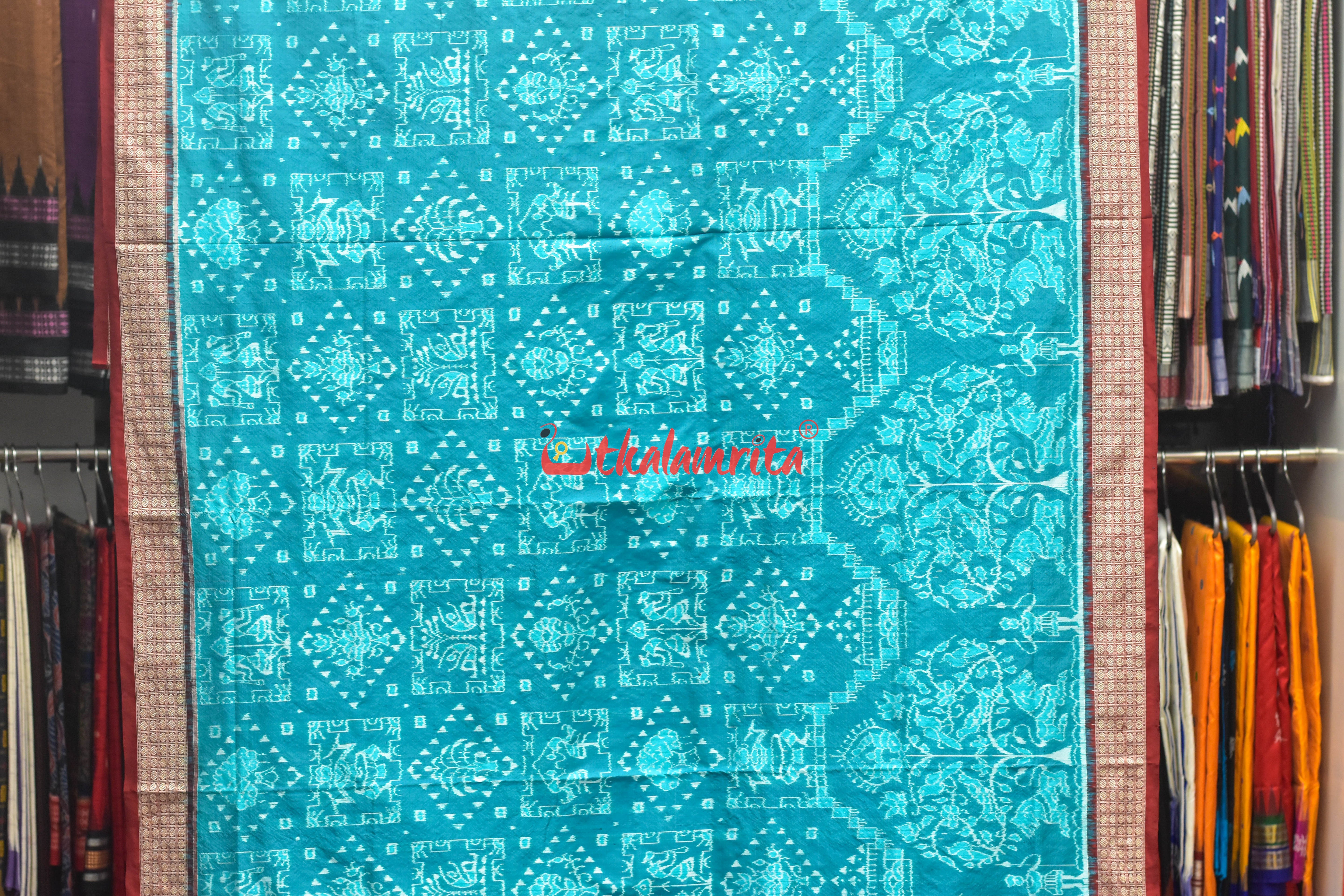 Sea Green Box Saura Doll Sambalpuri Silk Saree