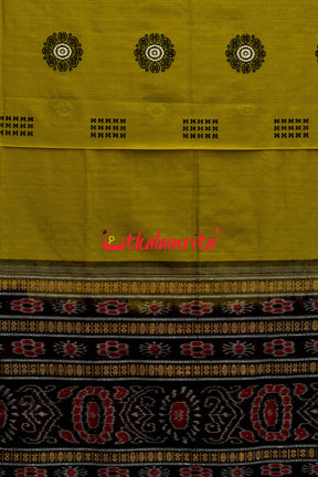 Light Mehndi Black Padam Bomkai Cotton Saree