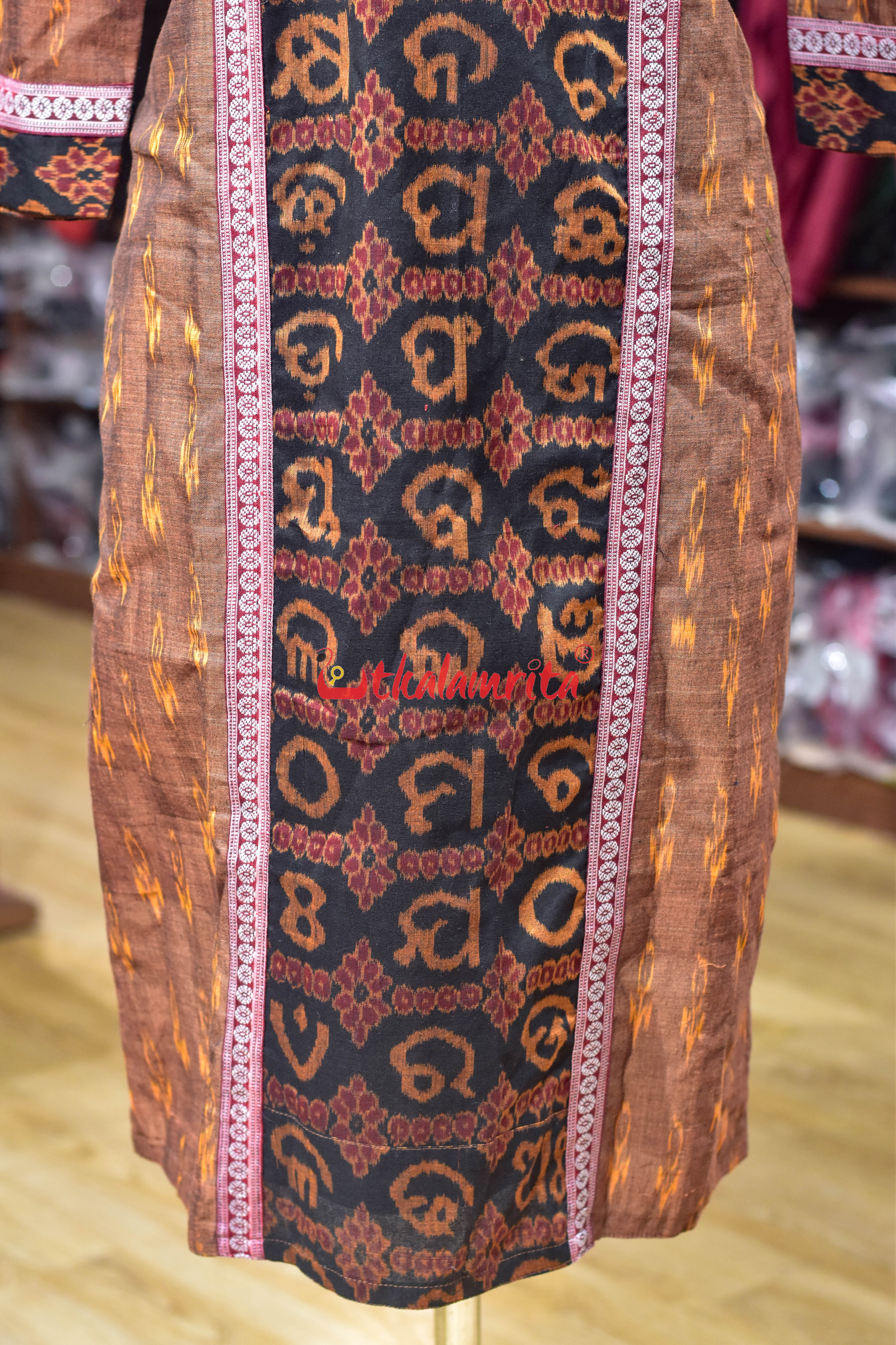 Golden Labanga with Odia Alphabets Middle Design (Ladies Kurti)