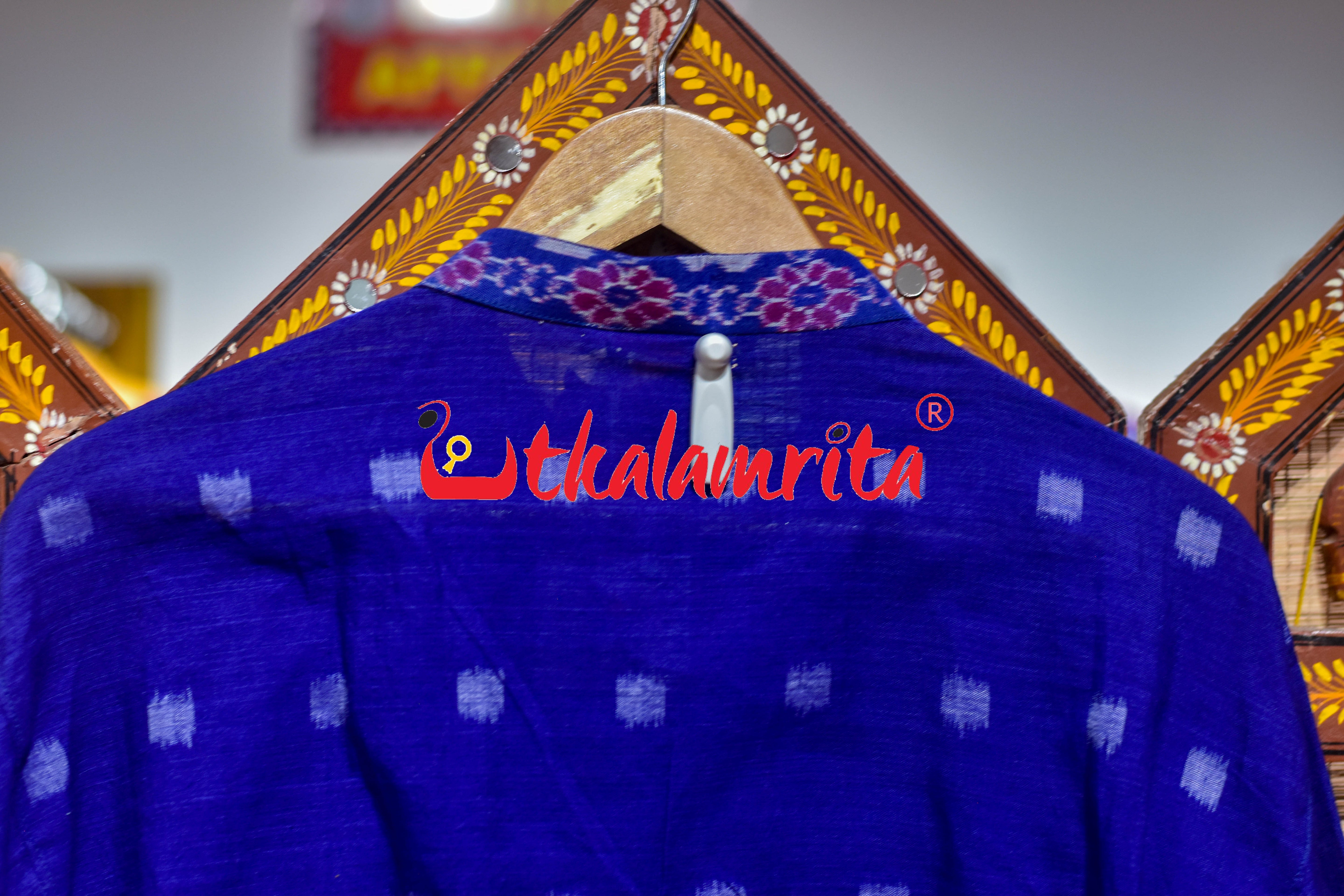 Blue Labanga Bandha Odia Letters (Men's Long Kurta)